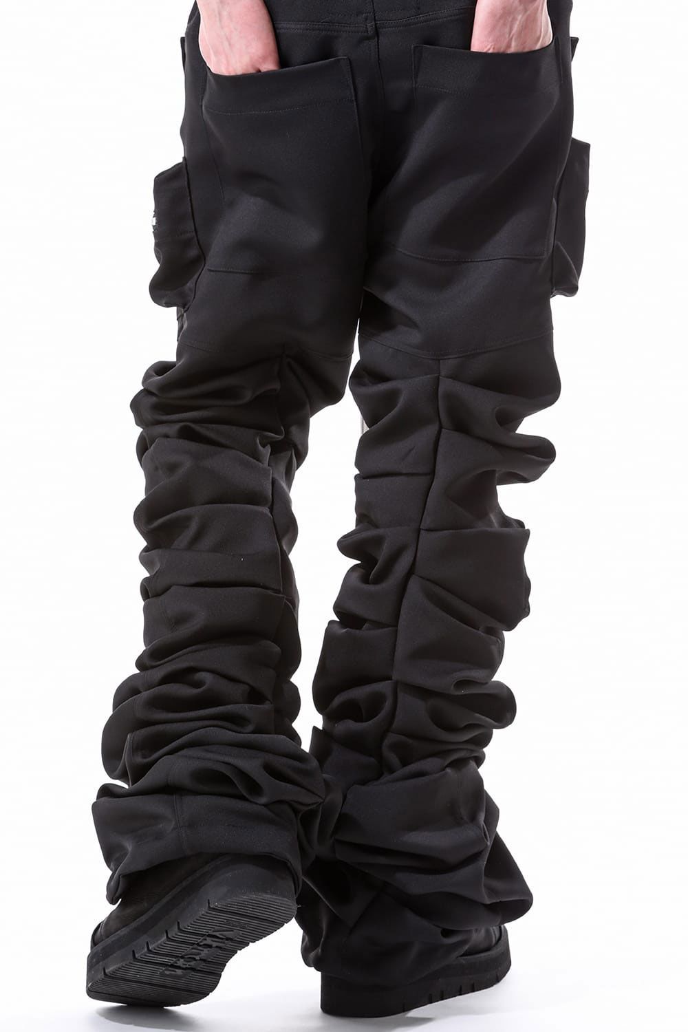ツイル"モンスタータック"フレアバギーパンツ / Twill Tuck Flare Baggy Pants / ブラック / ag-10031-3