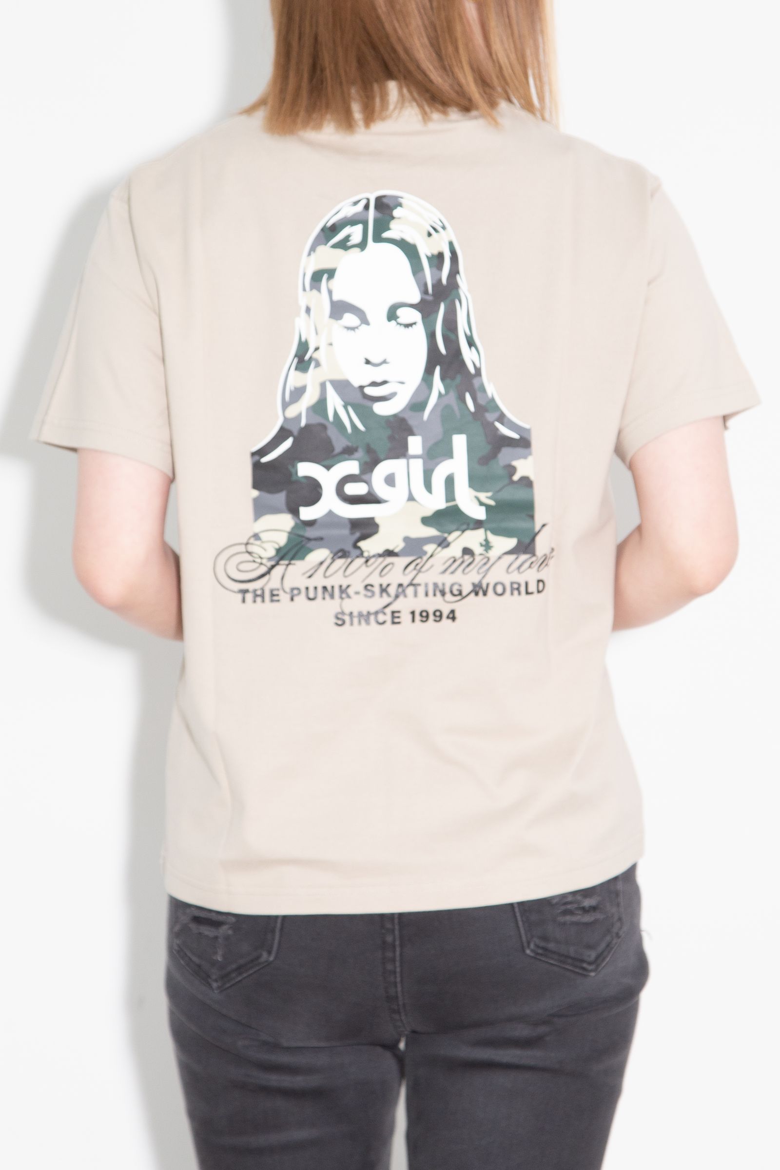 HIBISCUS CAMOUFLAGE FACE S/S TEE / ベージュ