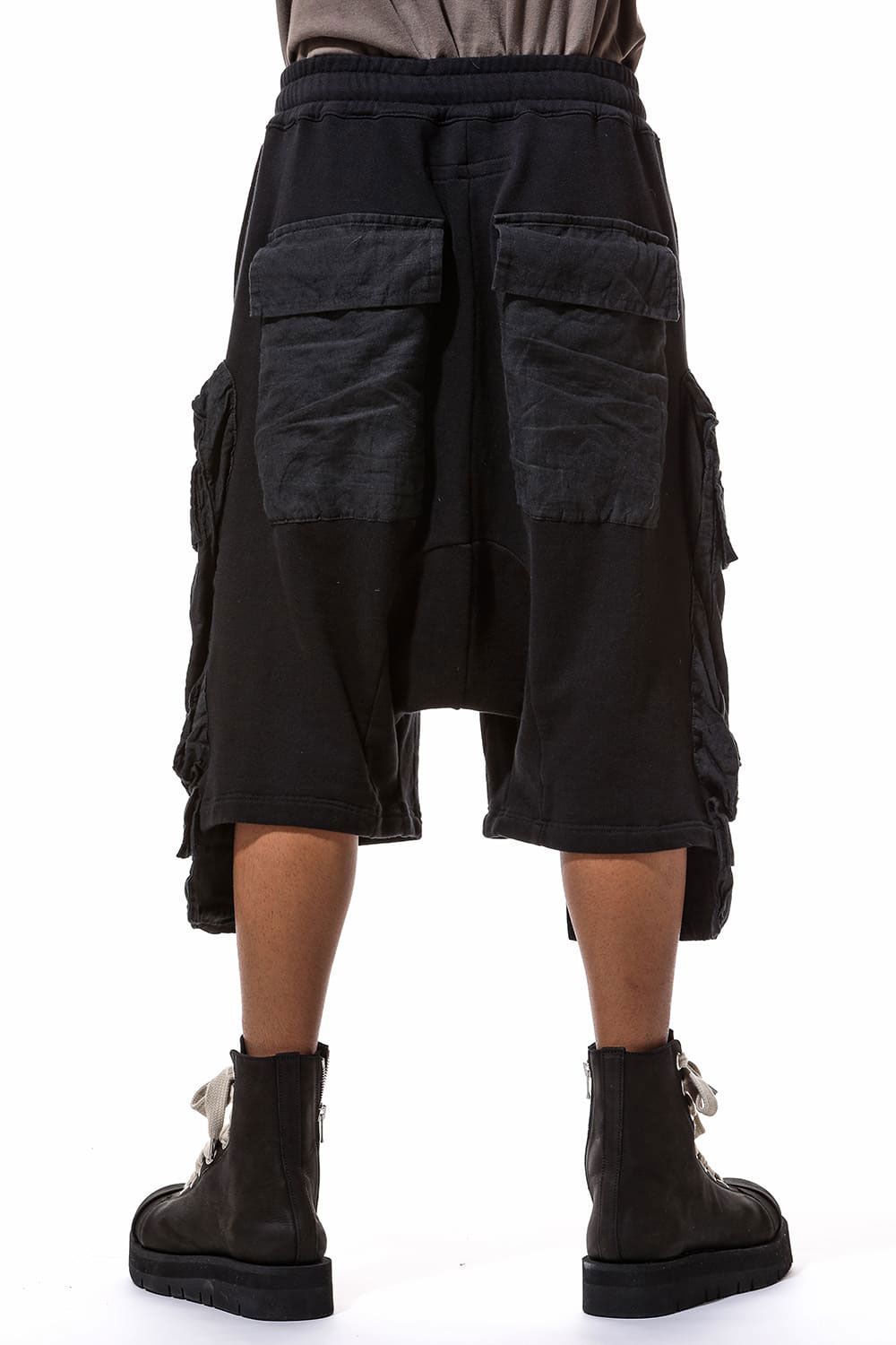 コットンリネンコンビスウェットショーツ / Linen Combi Sweat Shorts / ブラック / ag-9054
