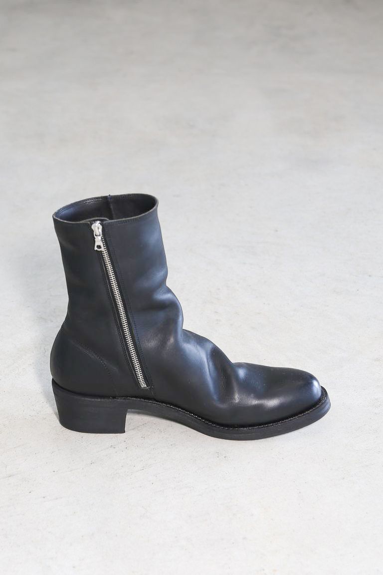 [8~9月入荷予定] GUIDI CALF CRINKLE SIDEZIP BOOTS / ブラック