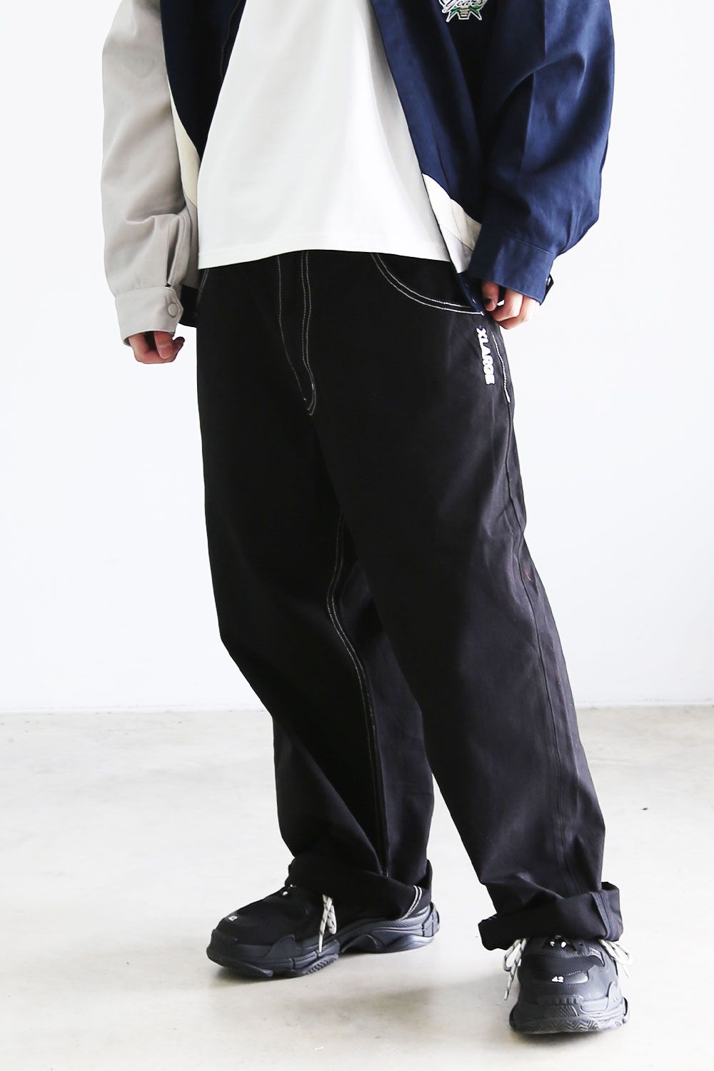 XLARGE - CONTRAST STITCH LEATHER PATCHED PANTS ...