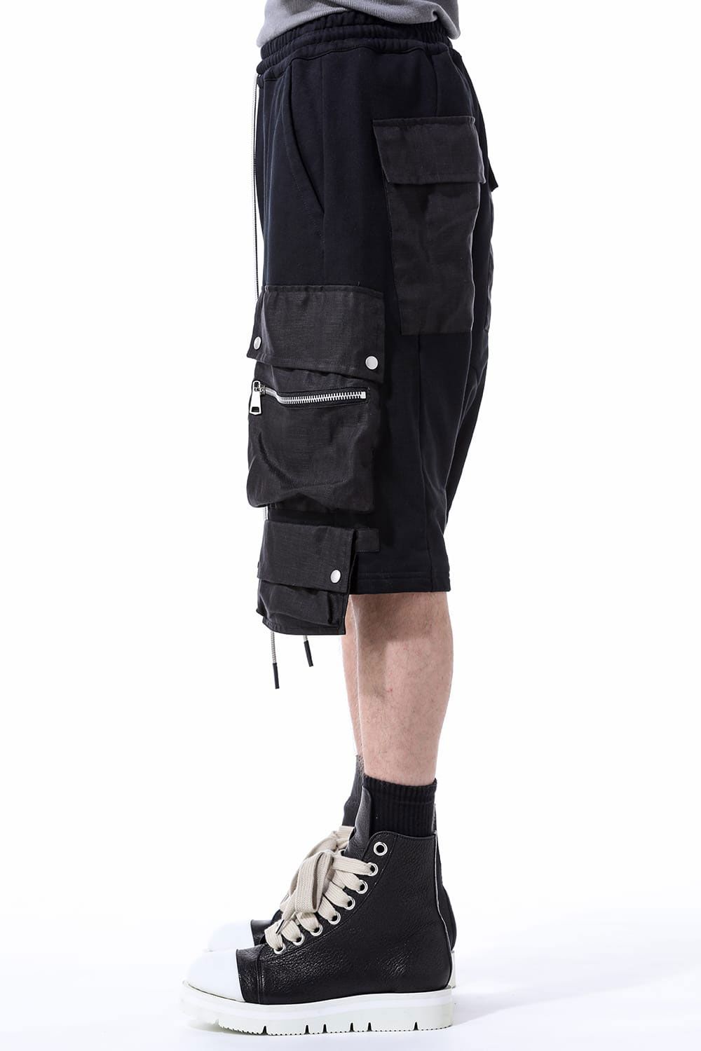 リネンコンビスウェットショーツ / Linen Combi Sweat Shorts / ブラック / ag-11035