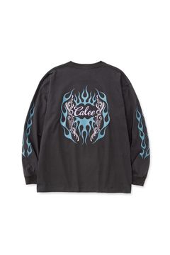VINTAGE TYPE FLAME LOGO PINSTRIPING L/ S TEE ＜NATURALLY PAINT DESIGN＞ / ブラック