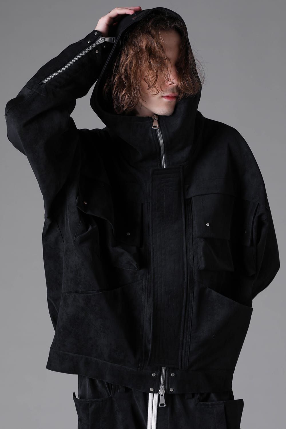 Vegan Leather Hoodie Blouson