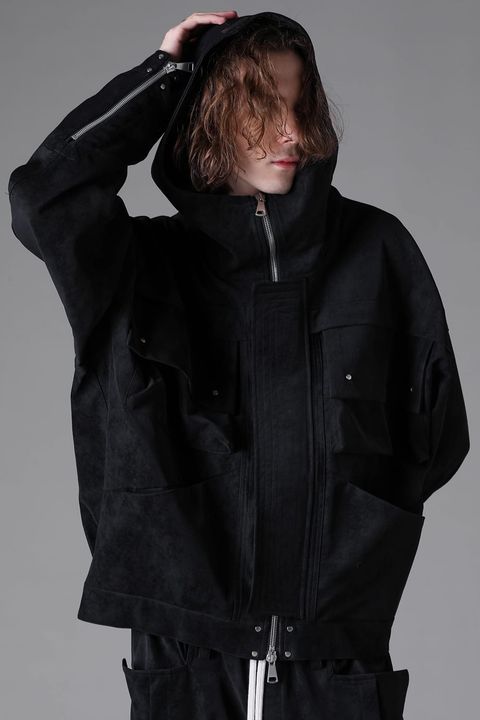 Vegan Leather Hoodie Blouson / ブラック