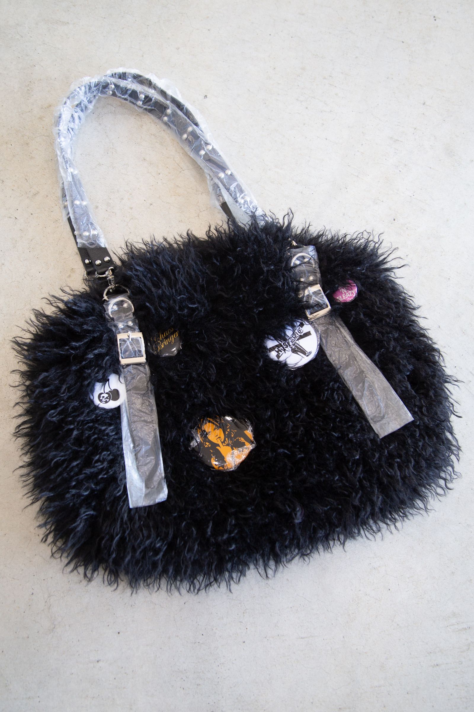 スタッズベルト ファーバッグ / ブラック