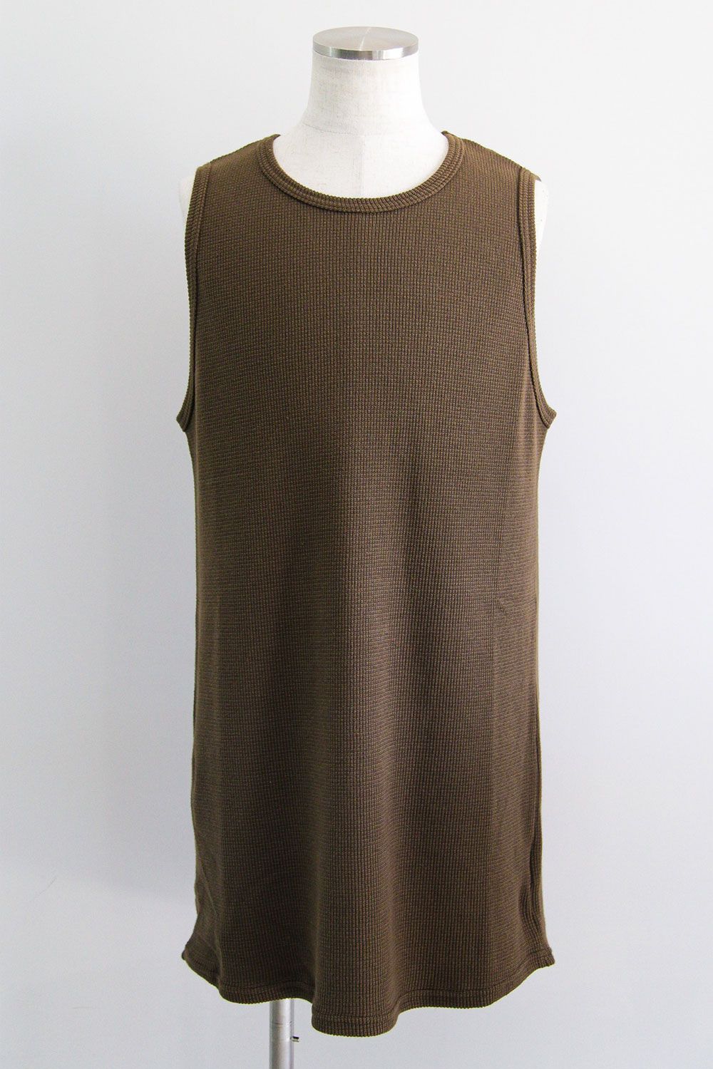 [ラスト1点 サイズ1] ロング丈ワッフルタンクトップ / Long Length Tank Top / オリーブ / ag-10096-2