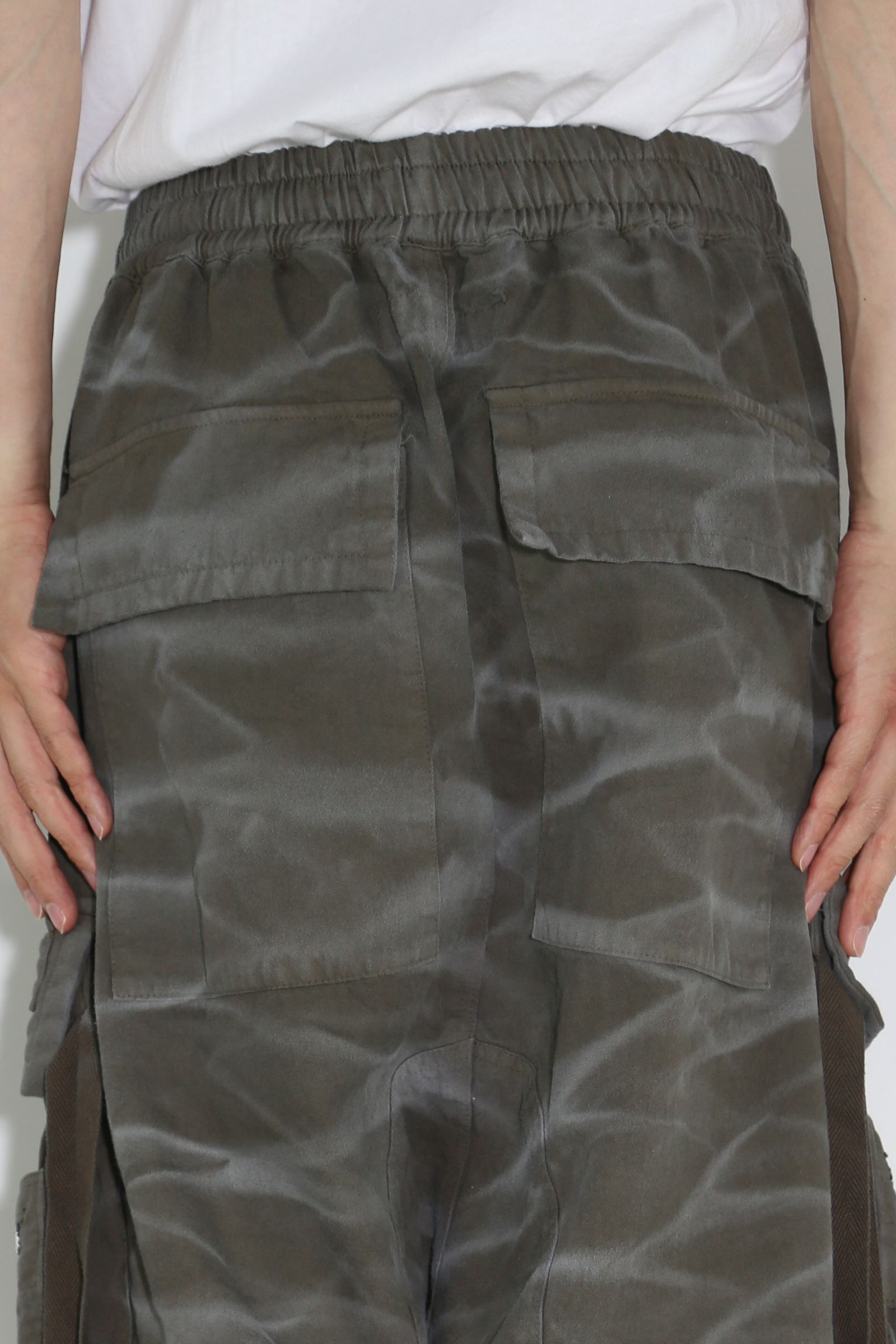 ヴィンテージ染めジップカーゴショーツ / Vintage Dyed Zip Shorts / カーキ