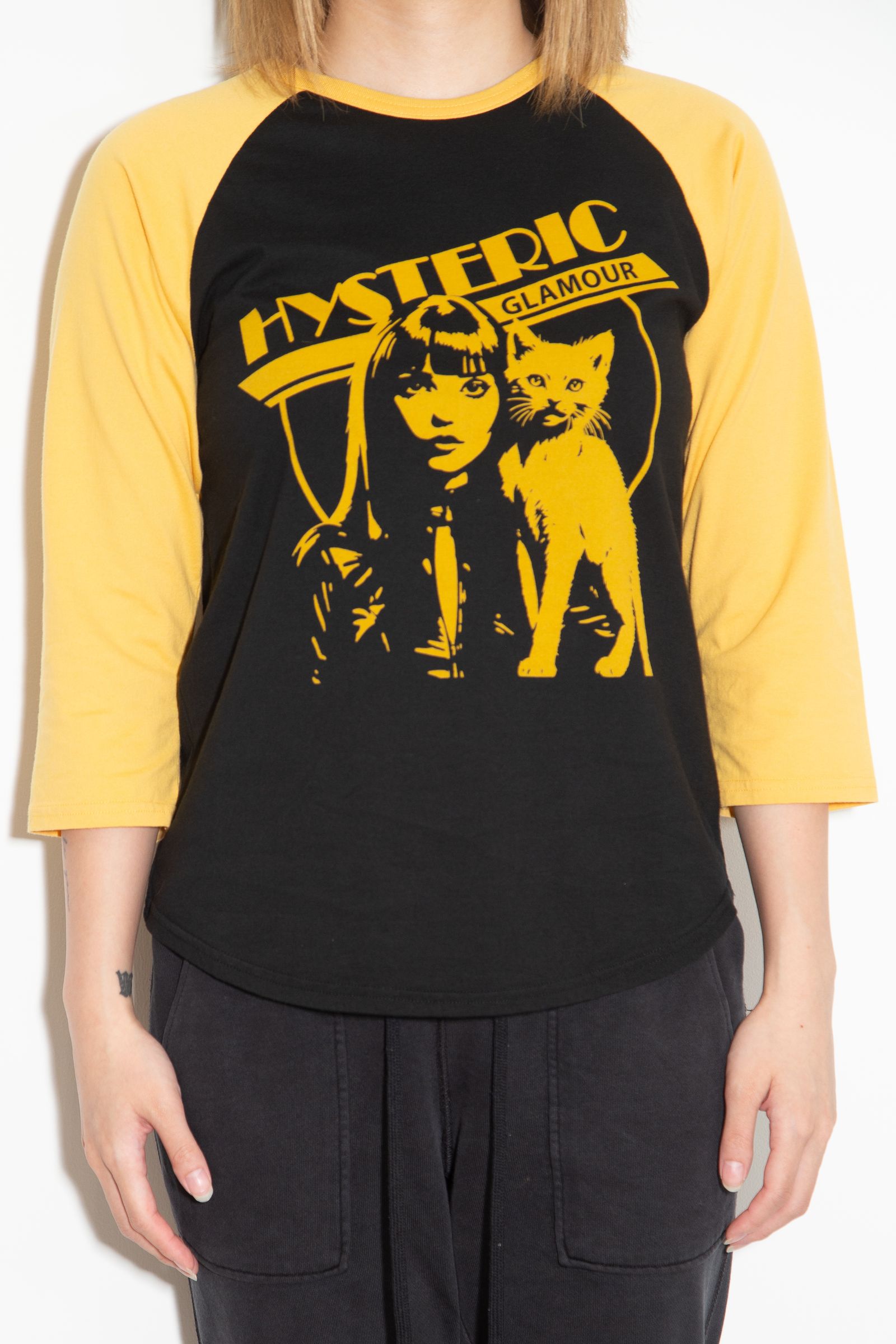 HYSTERIC WOMAN CAT 七分袖Tシャツ / イエロー