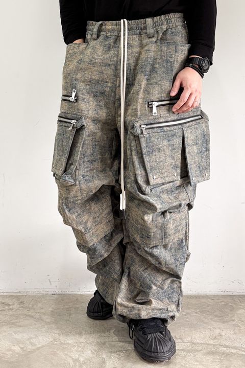 BLENDED SHADES DENIM CARGO TUCK WIDE PT / スチールブルー
