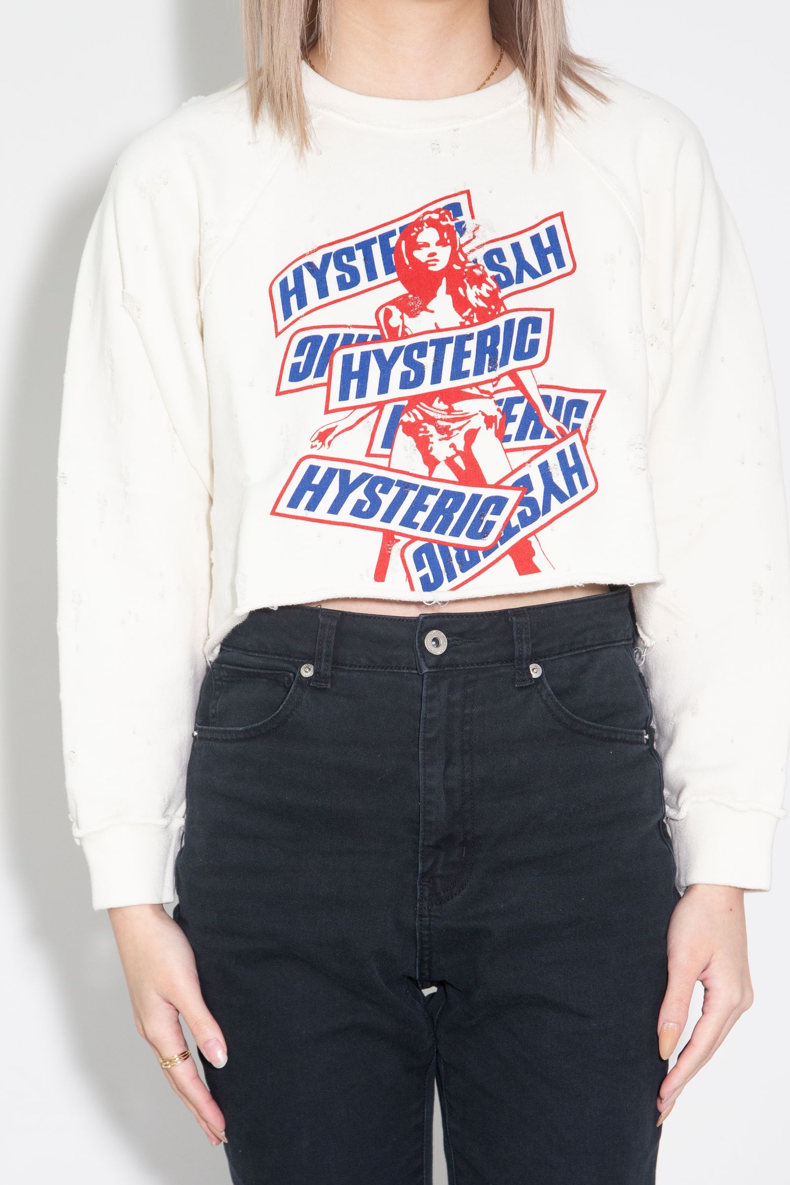 [ラスト1点] IT’S SO HYSTERIC ショート丈スウェット / ホワイト