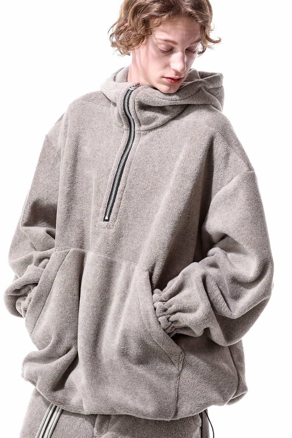 フリースハーフジップフーディー / Fleece Hoodie / ベージュ / ag-10085-1