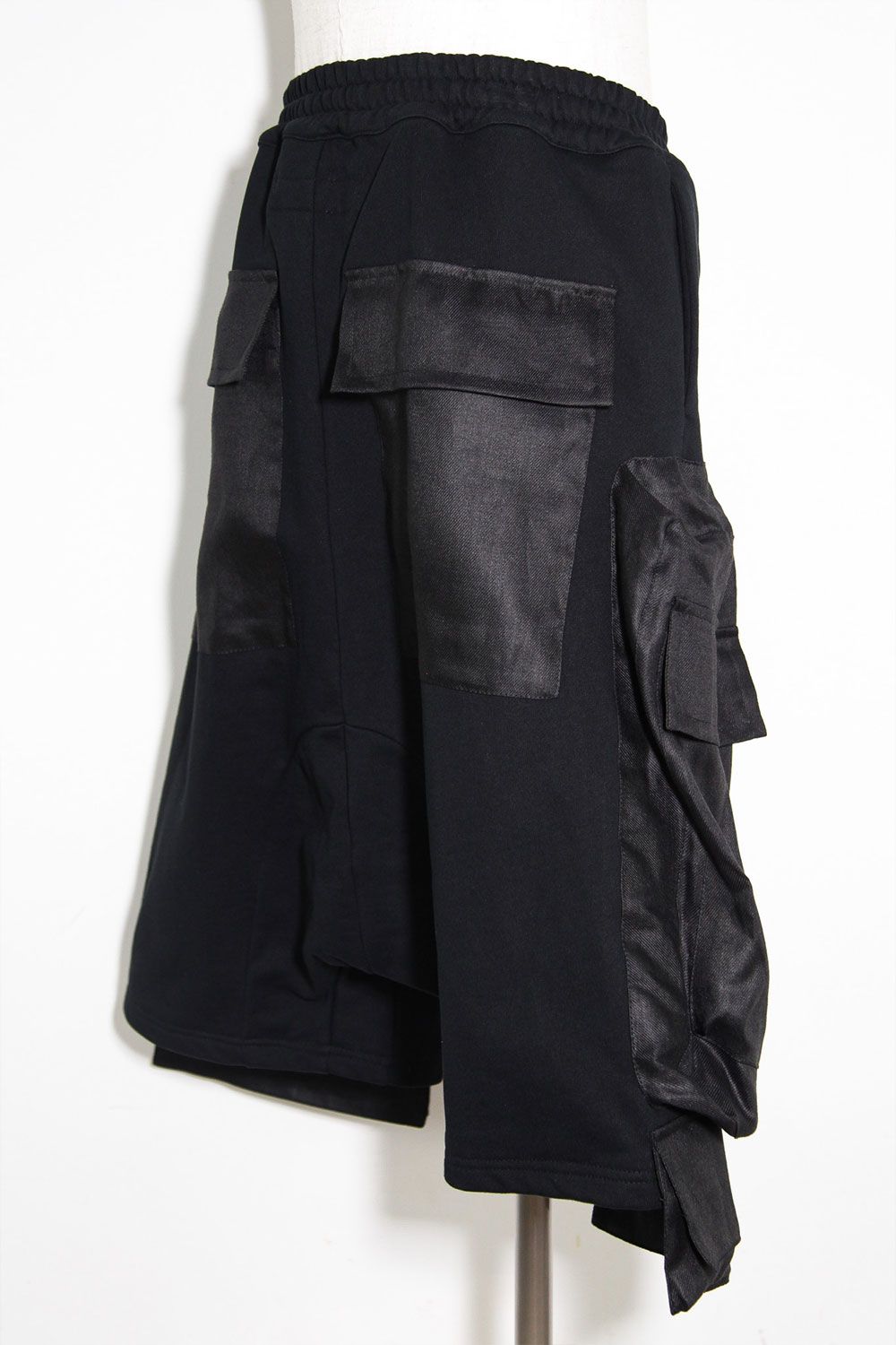 コットンリネンコンビスウェットショーツ / Linen Combi Sweat Shorts / ブラック / ag-9054