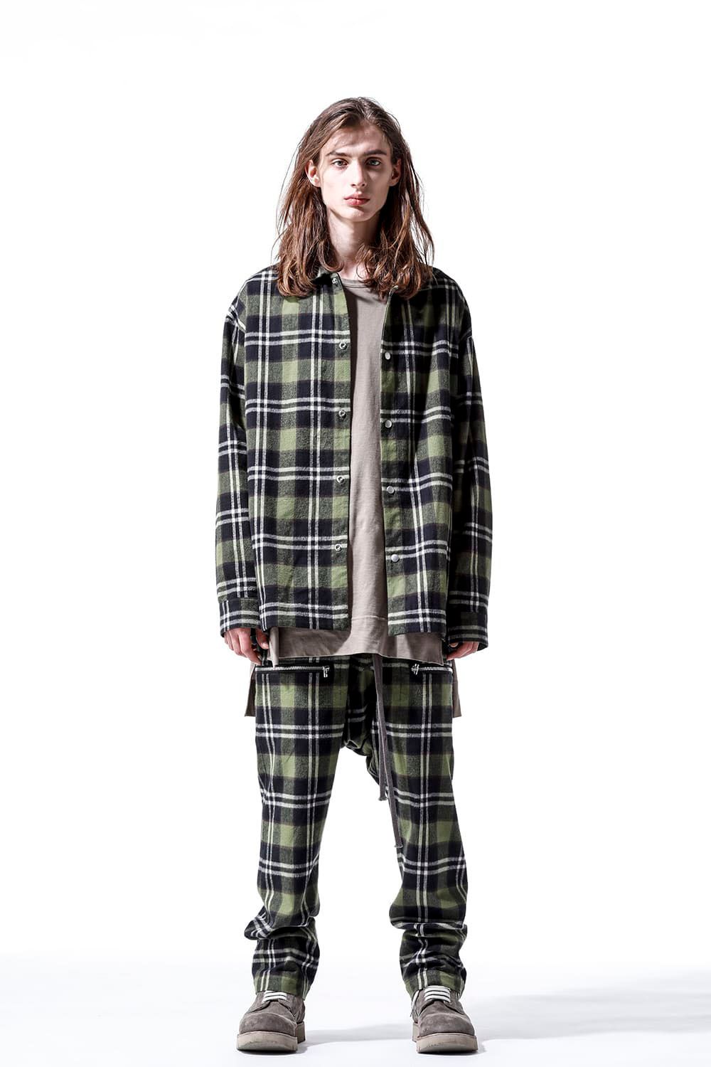 オーバーサイズチェックシャツ / OverSized Check Shirts / カーキ