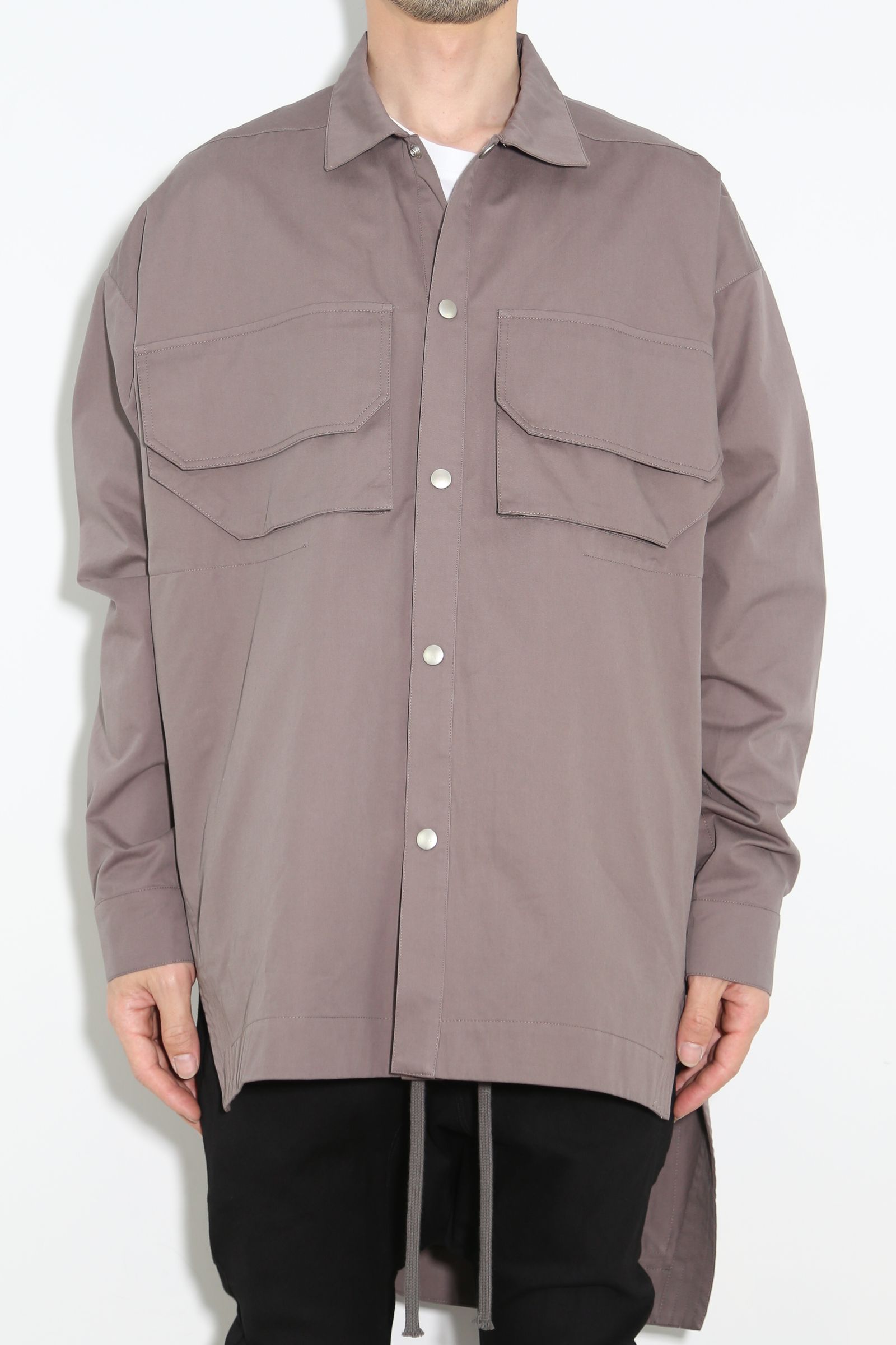 [ラスト1点 サイズ3] バックロングコクーンシャツ / Back Long Shirts Long Sleeve / グレー / ag-7006