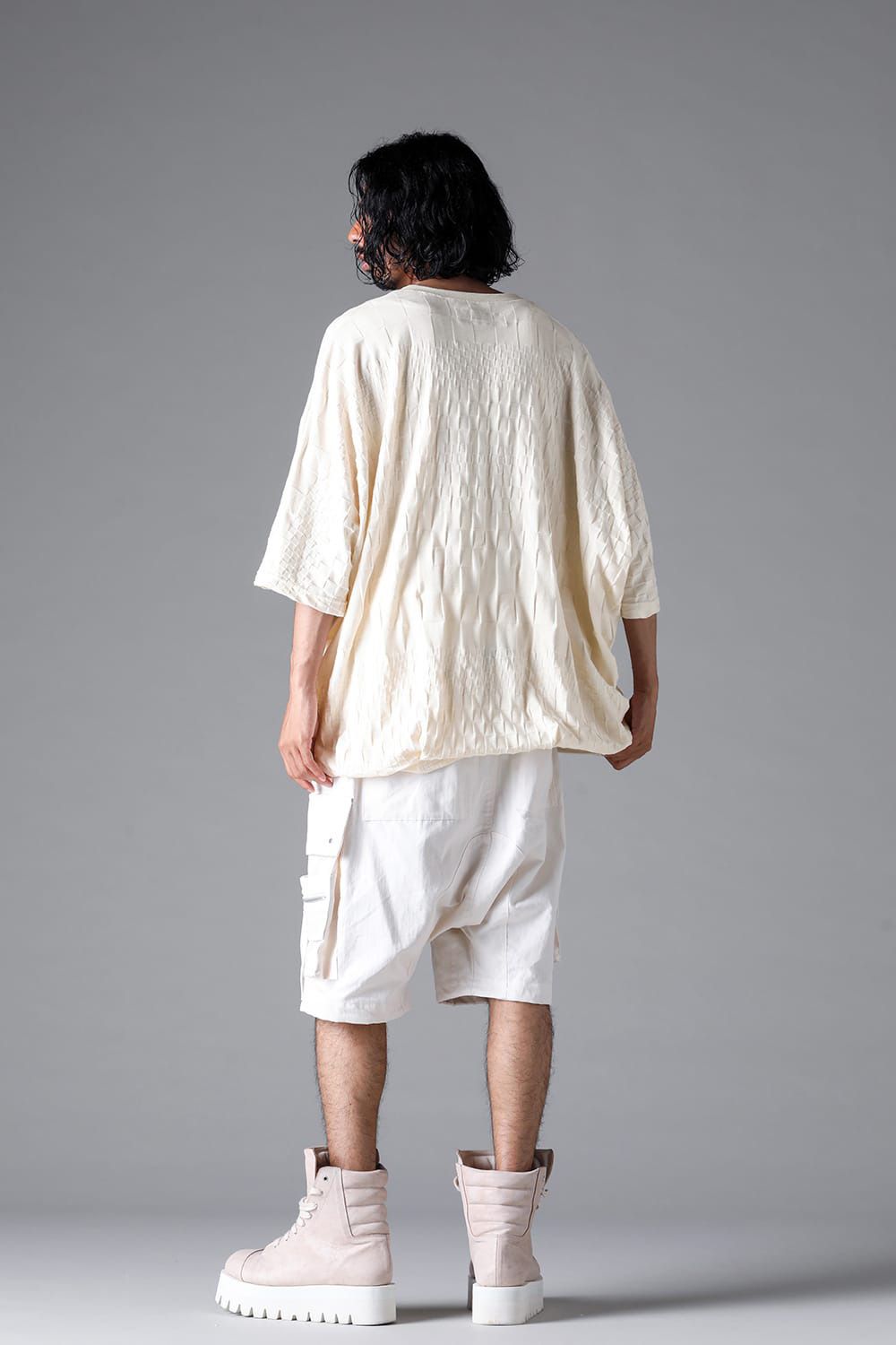 GRADIENT PLAID PATTERN DOLMAN TEE / ブラック