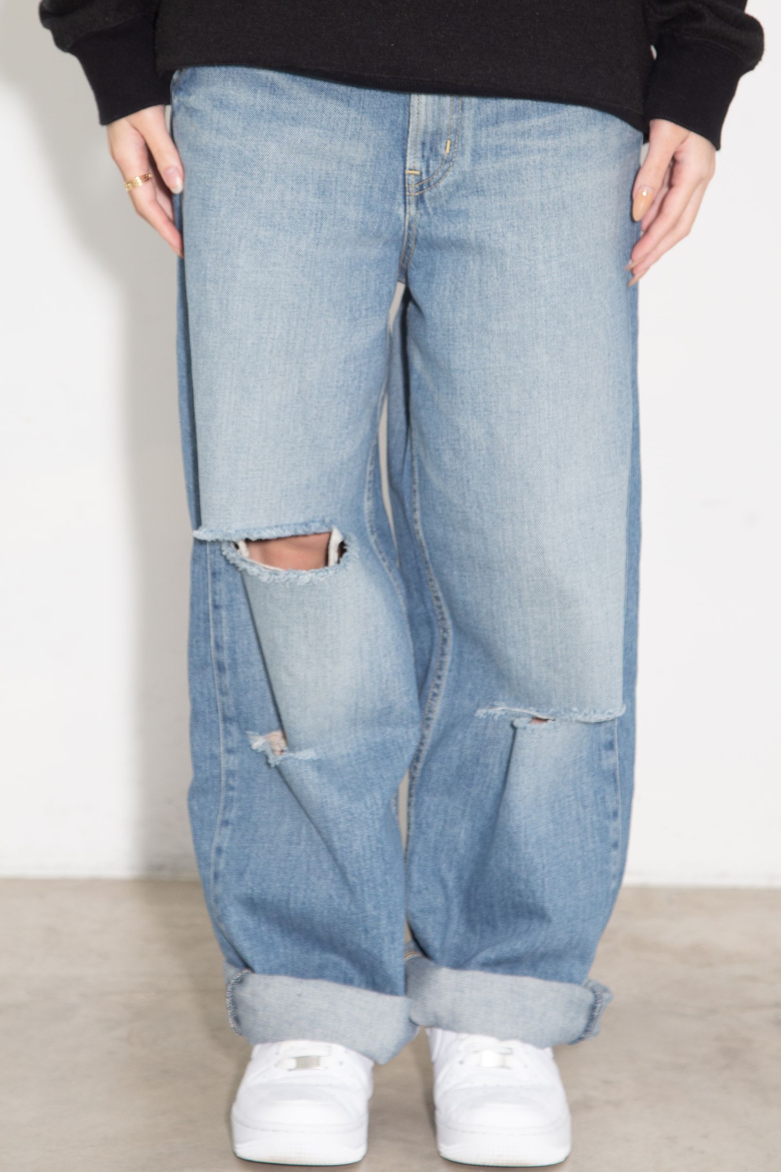 RESIZE加工 デニムストレートパンツ / ライトインディゴ