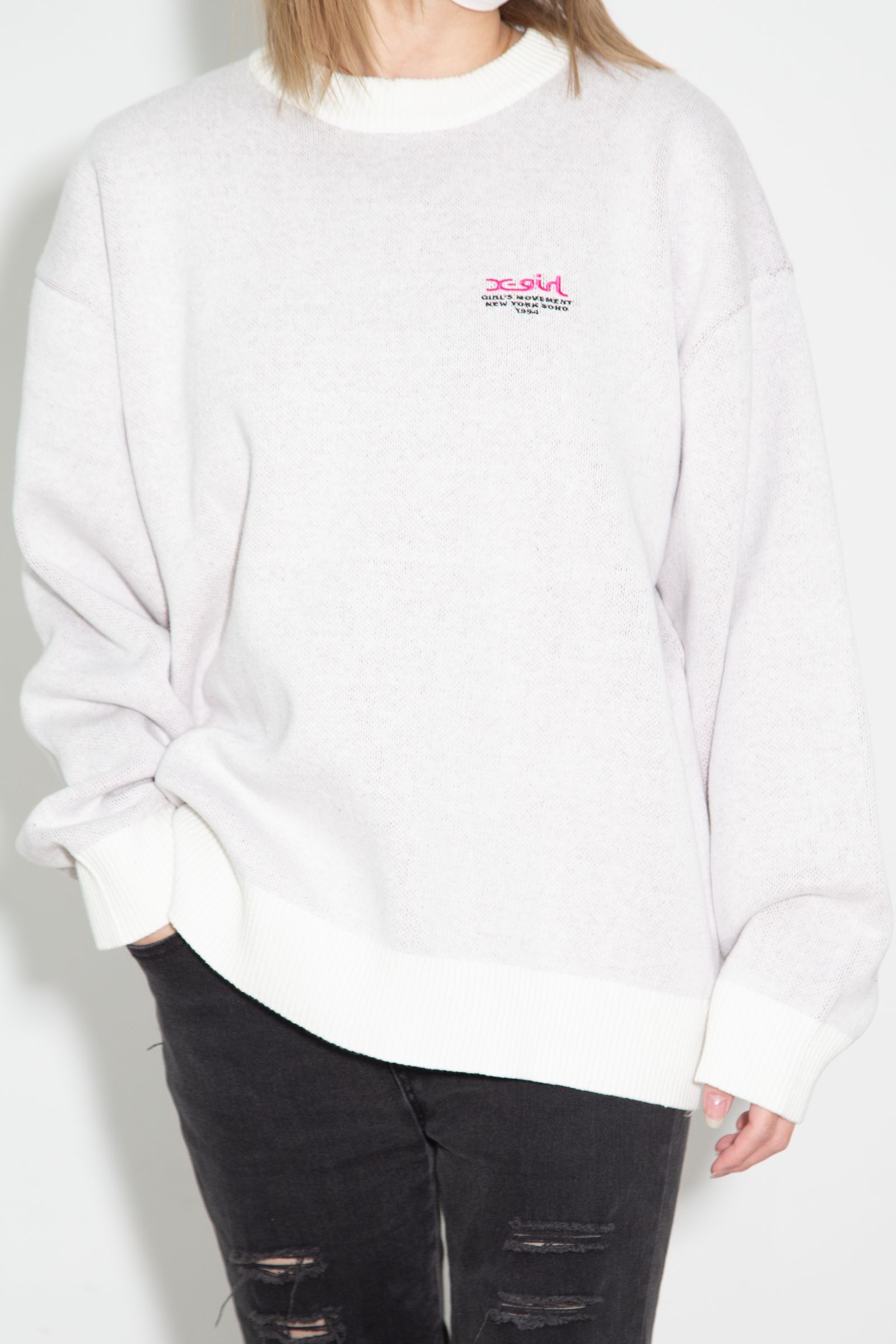 FACE JACQUARD KNIT TOP / ホワイト