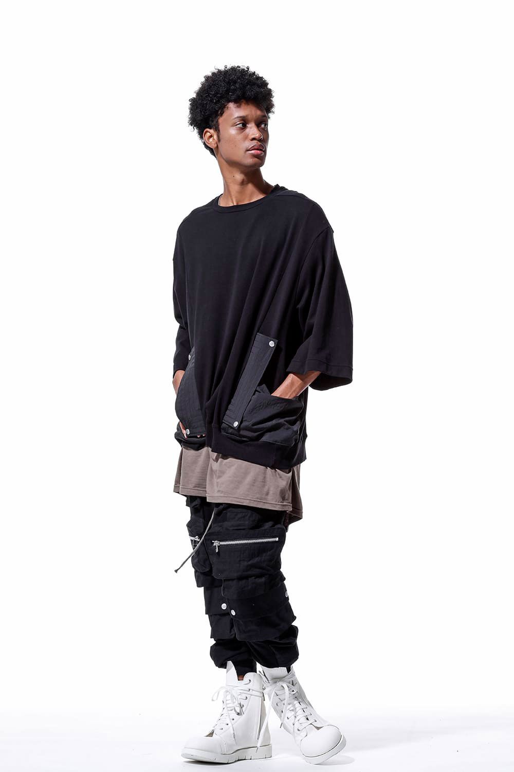 Nylon Combi Sweat Top / ブラック
