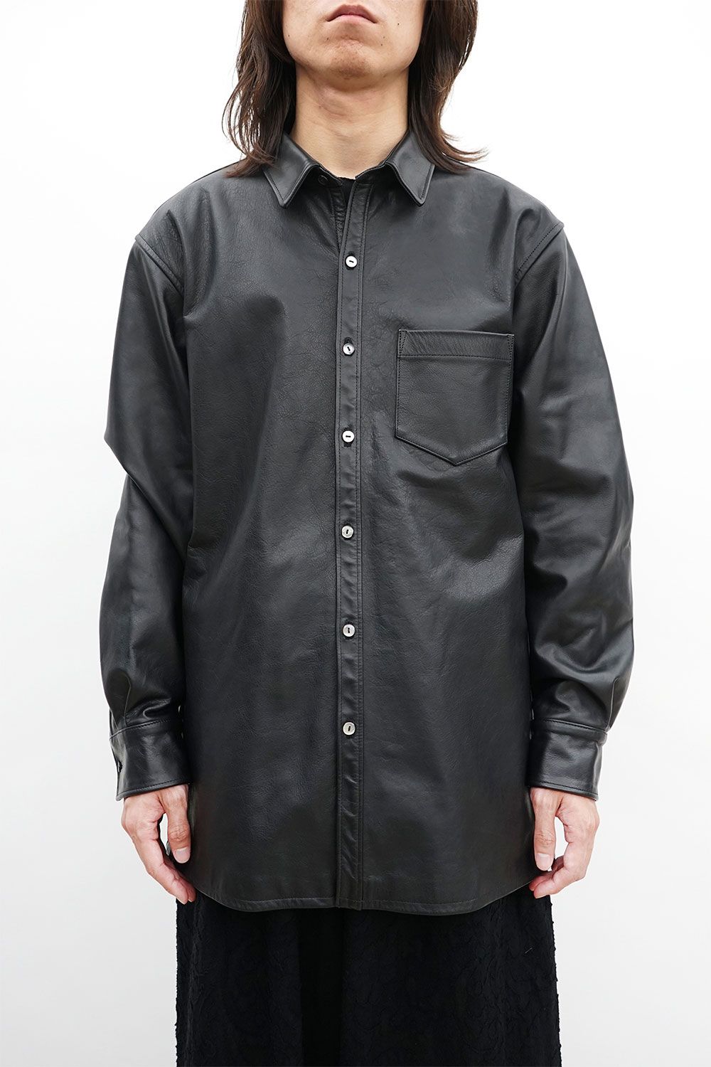 Leather Shirt Jacket / ブラック