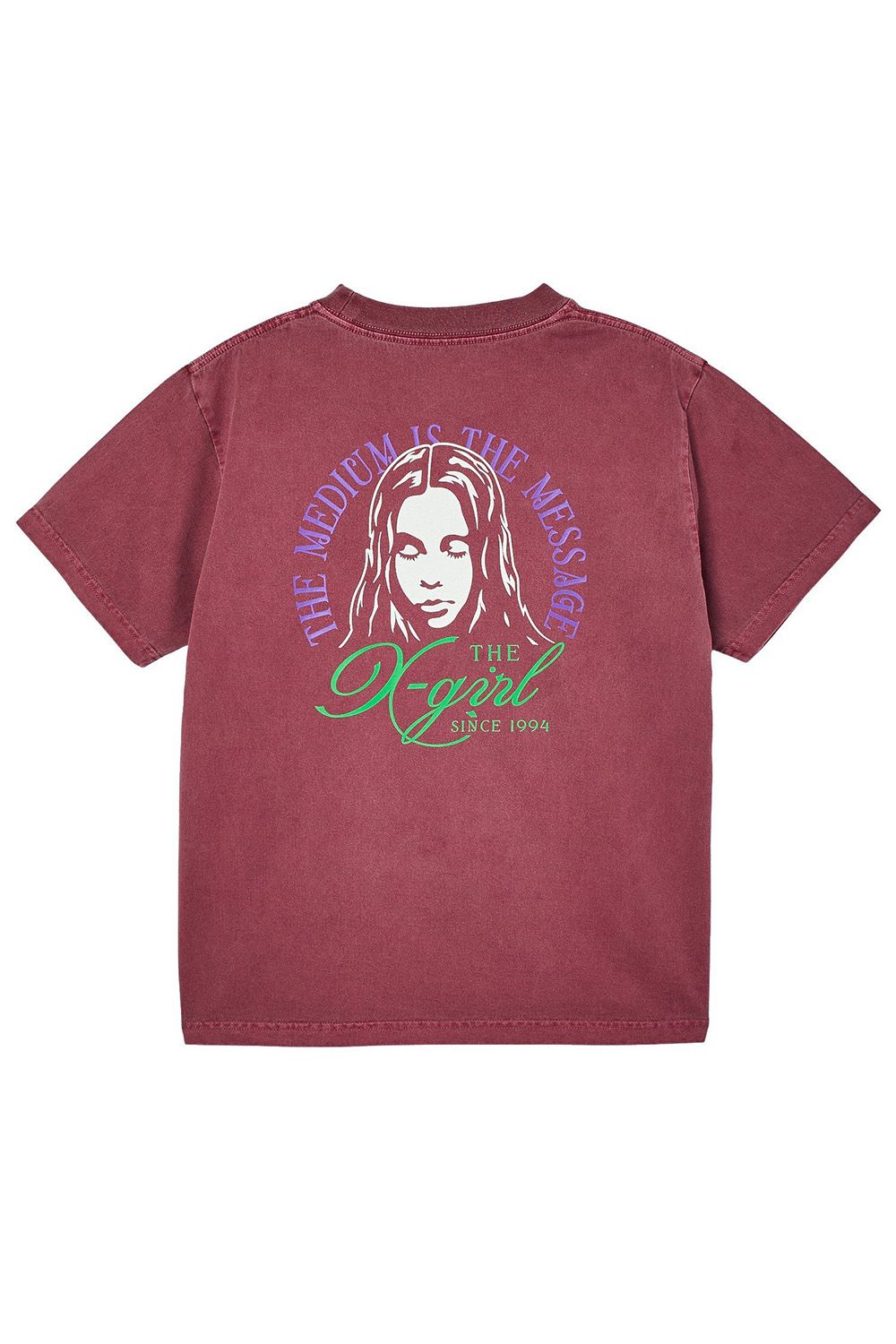 ［ラスト1点 サイズM］FADED TRI-COLOR FACE S/S TEE / バーガンディー