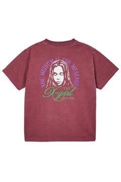 ［ラスト1点 サイズM］FADED TRI-COLOR FACE S/S TEE / バーガンディー