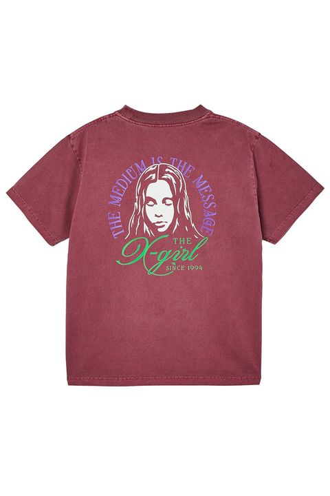 ［ラスト1点 サイズM］FADED TRI-COLOR FACE S/S TEE / バーガンディー