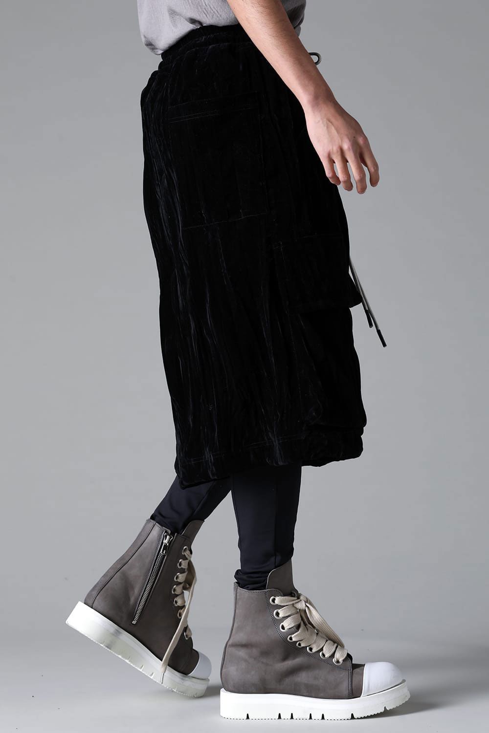 ベロアラップスカートパンツ / WRAP SKIRTS PANTS / ブラック / ag-12042