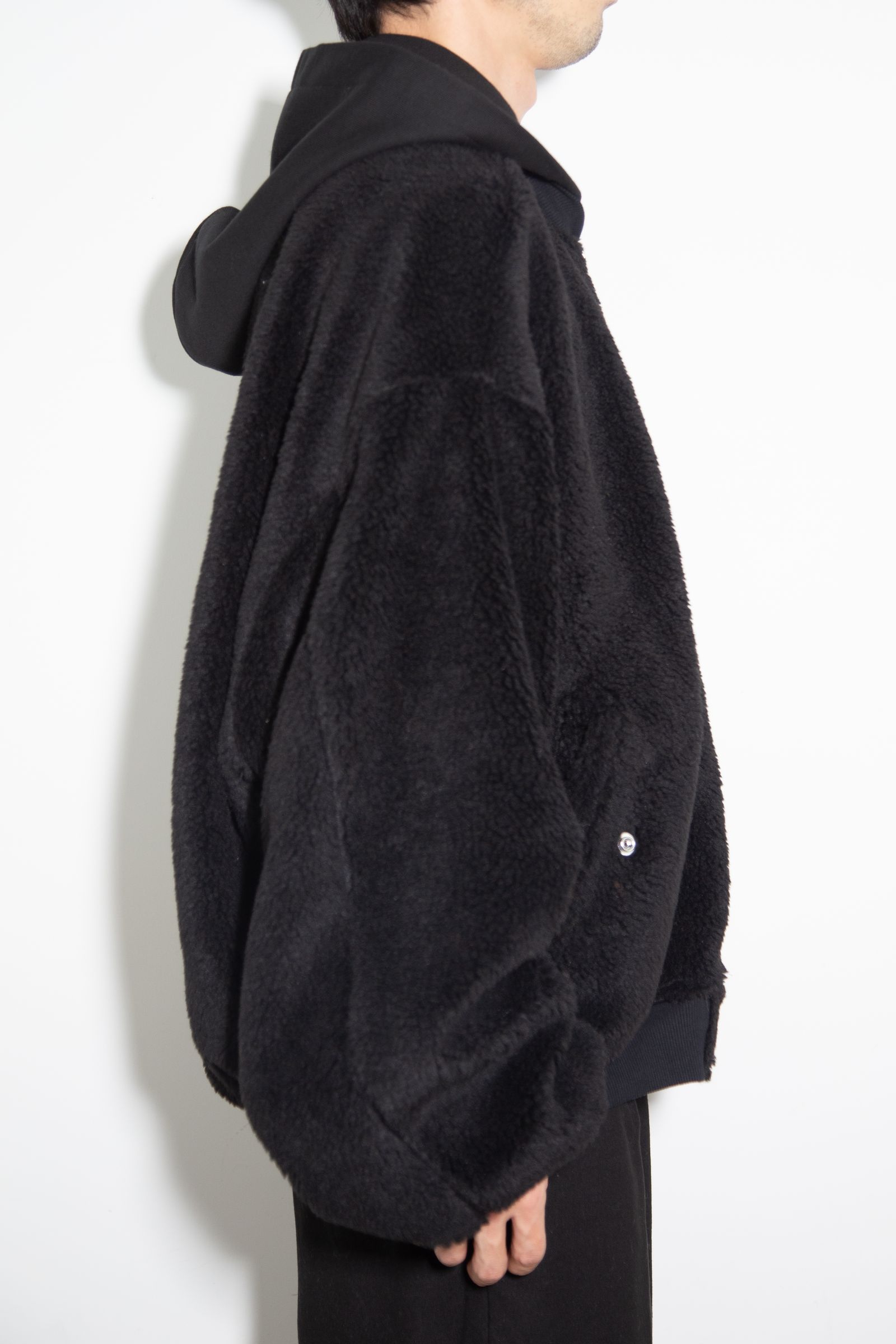 ボアフリースMA-1フーディブルゾン / Teddy Fleece MA-1 Hoodie / ブラック / ag-8070
