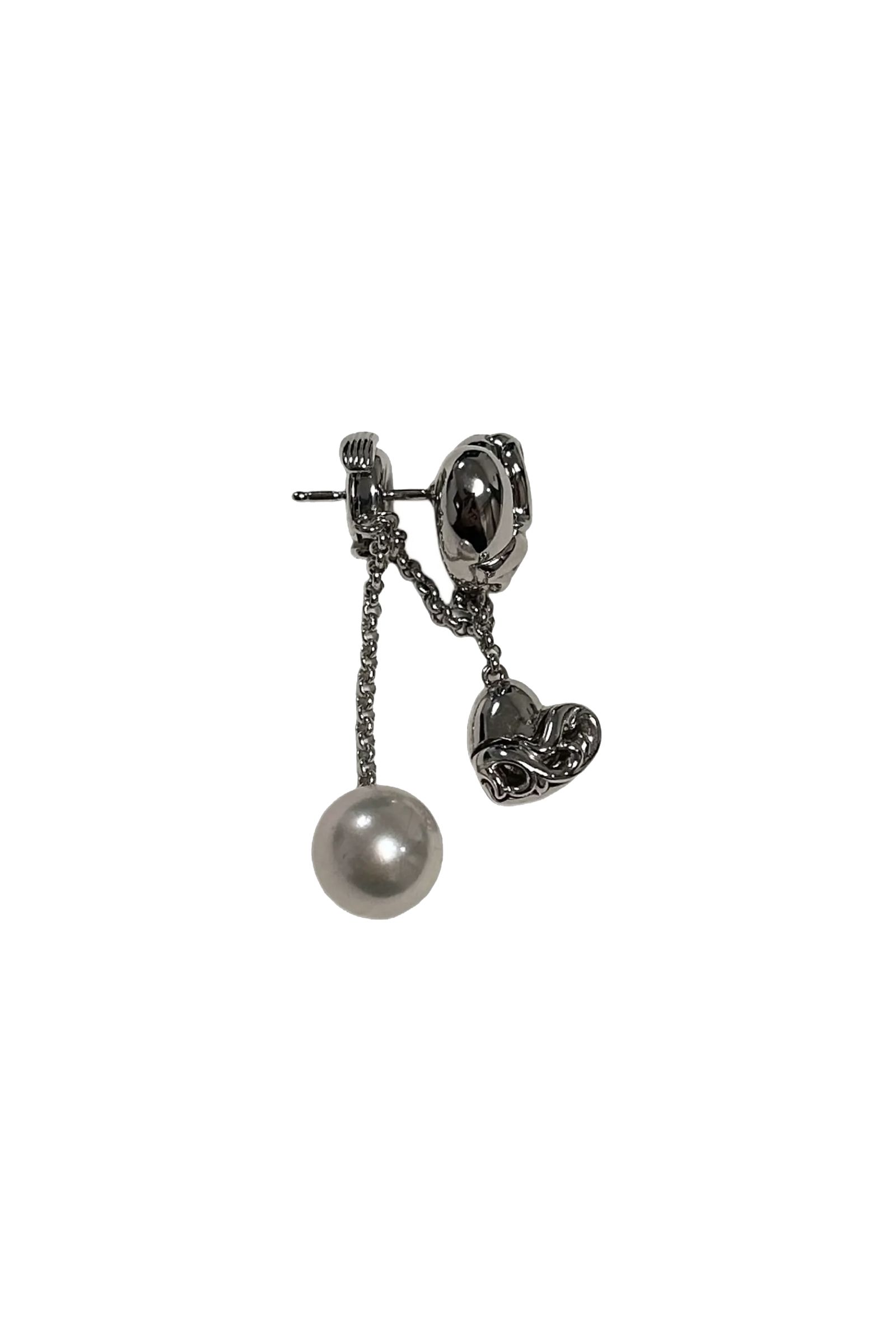 【新品未使用】CHROME HEARTS x MIKIMOTO 18k ホワイトゴールド ハート パール ドロップ ピアス