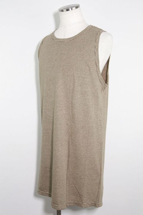 ストライプロングタンクトップ / Stripes Long Tank Top / グレー×アイボリー