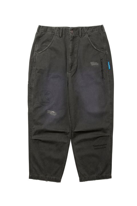 HANDWRITING PRINT CHINO SARROUEL PANTS / チャコール