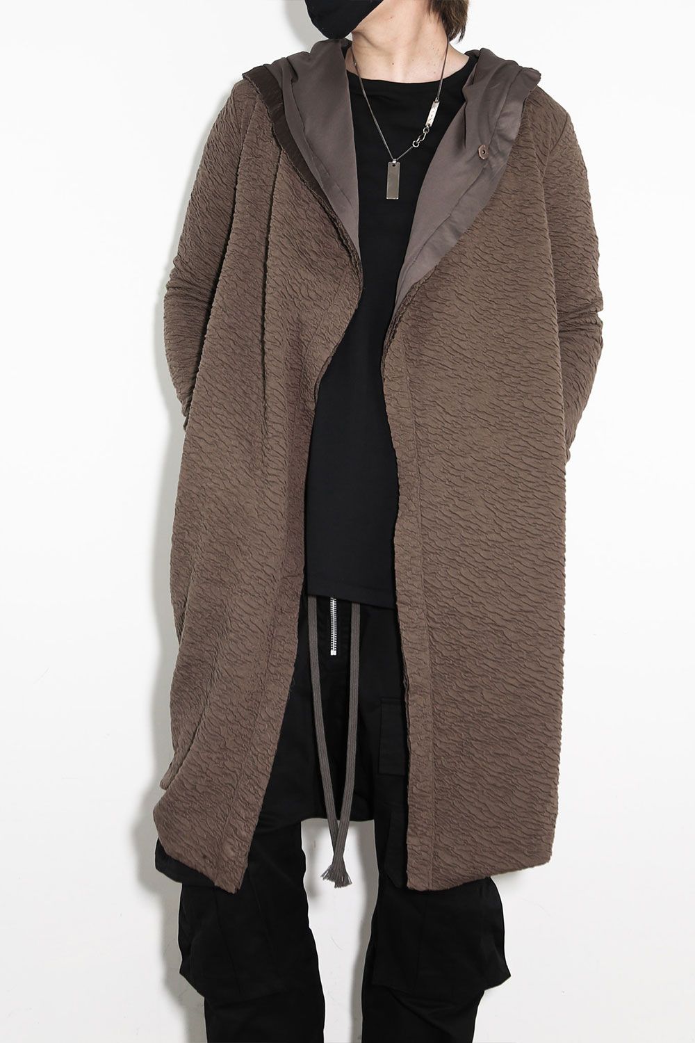 ［ラスト1点 サイズ3］LONG CARDIGAN 223-304 / シボ加工ロングカーディガン / ベージュ