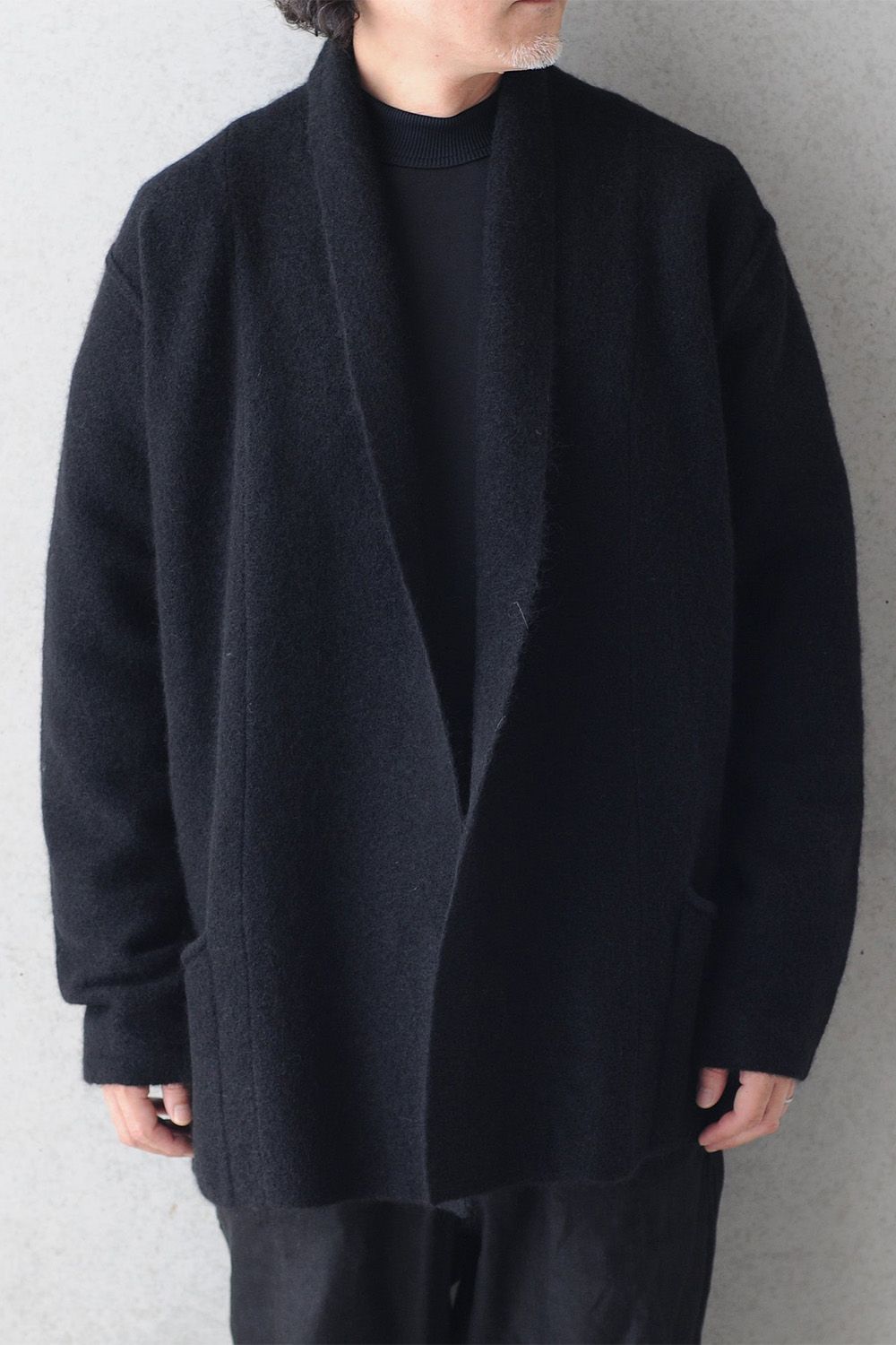 MOHAIR SOLID REVER CARDE / ブラック