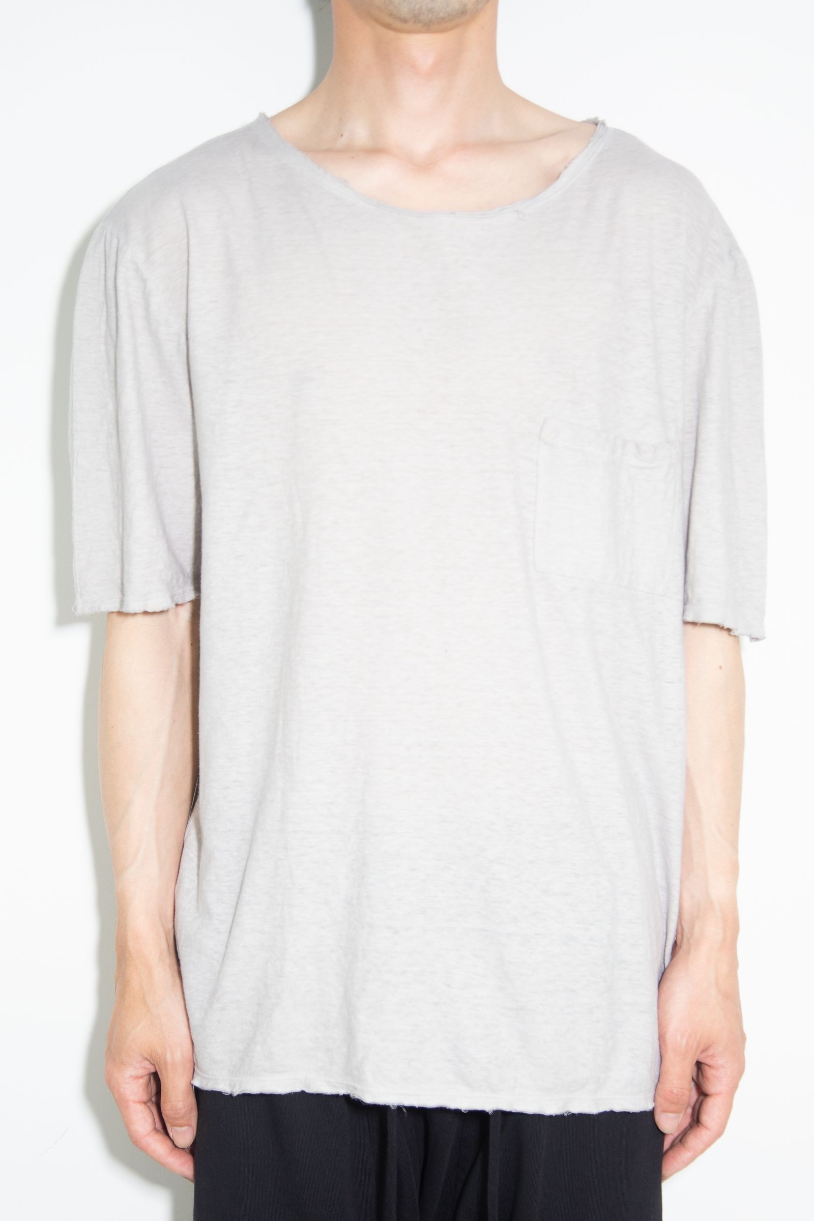 リネンコットンオーバーサイズTシャツ / OVERSIZED T-SHIRT / ライトグレー