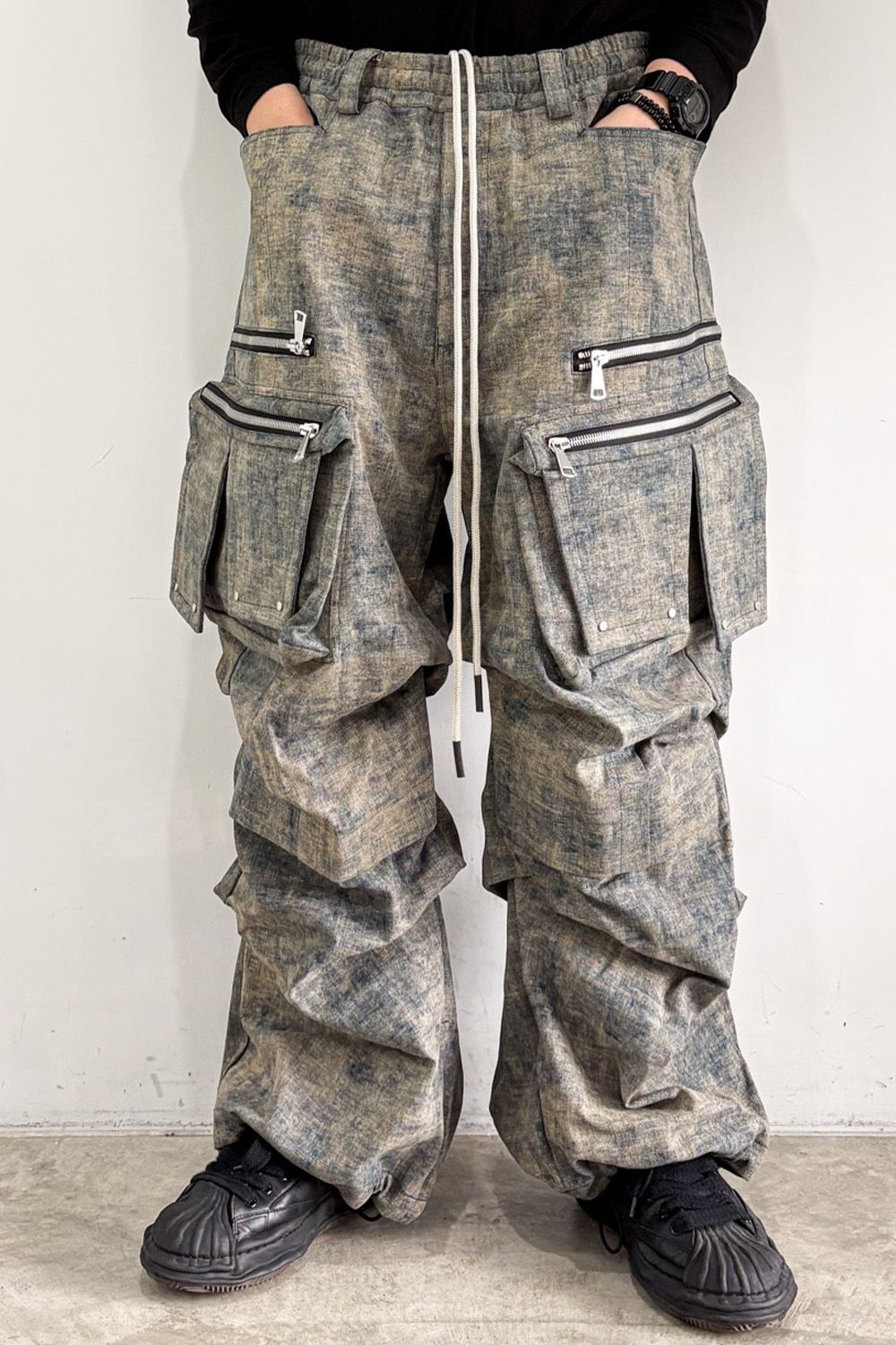 BLENDED SHADES DENIM CARGO TUCK WIDE PT / スチールブルー