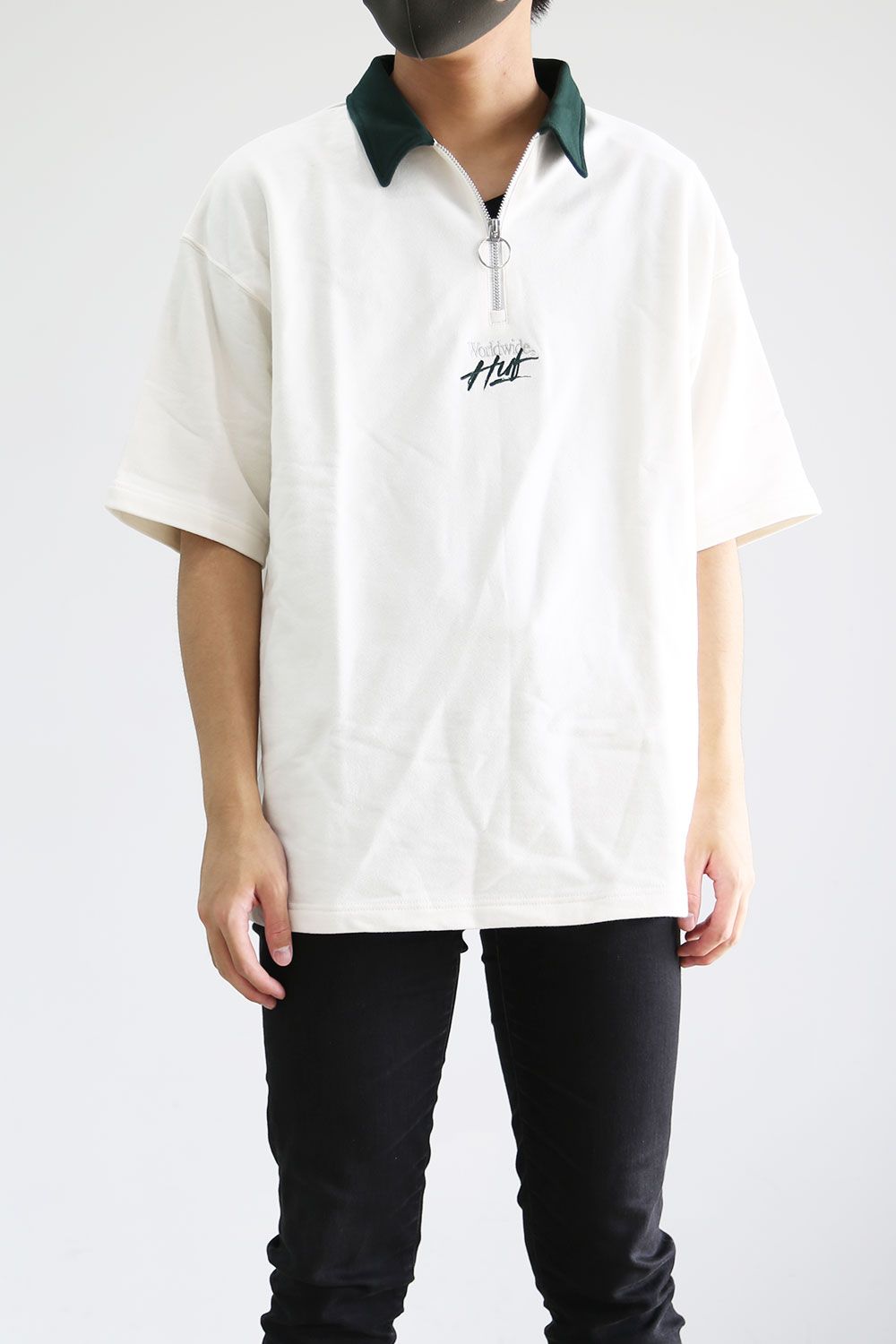 平成フラミンゴニコちゃん着用SCRIPT POLO HUF ポロシャツ