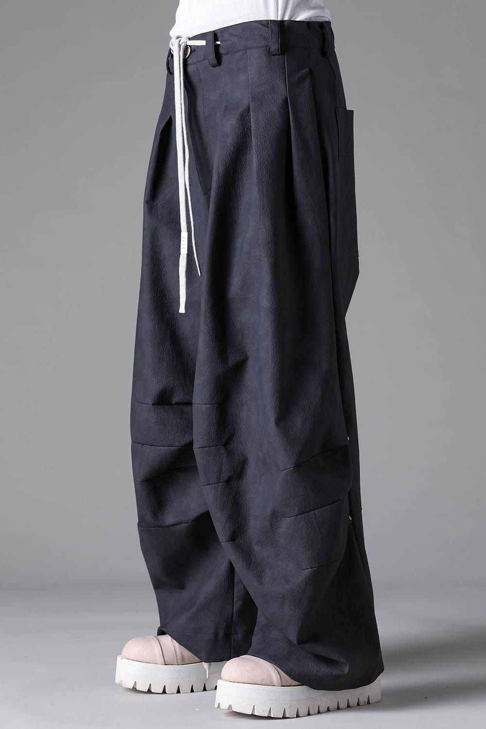 Vegan Leather Tuck Wide Pants