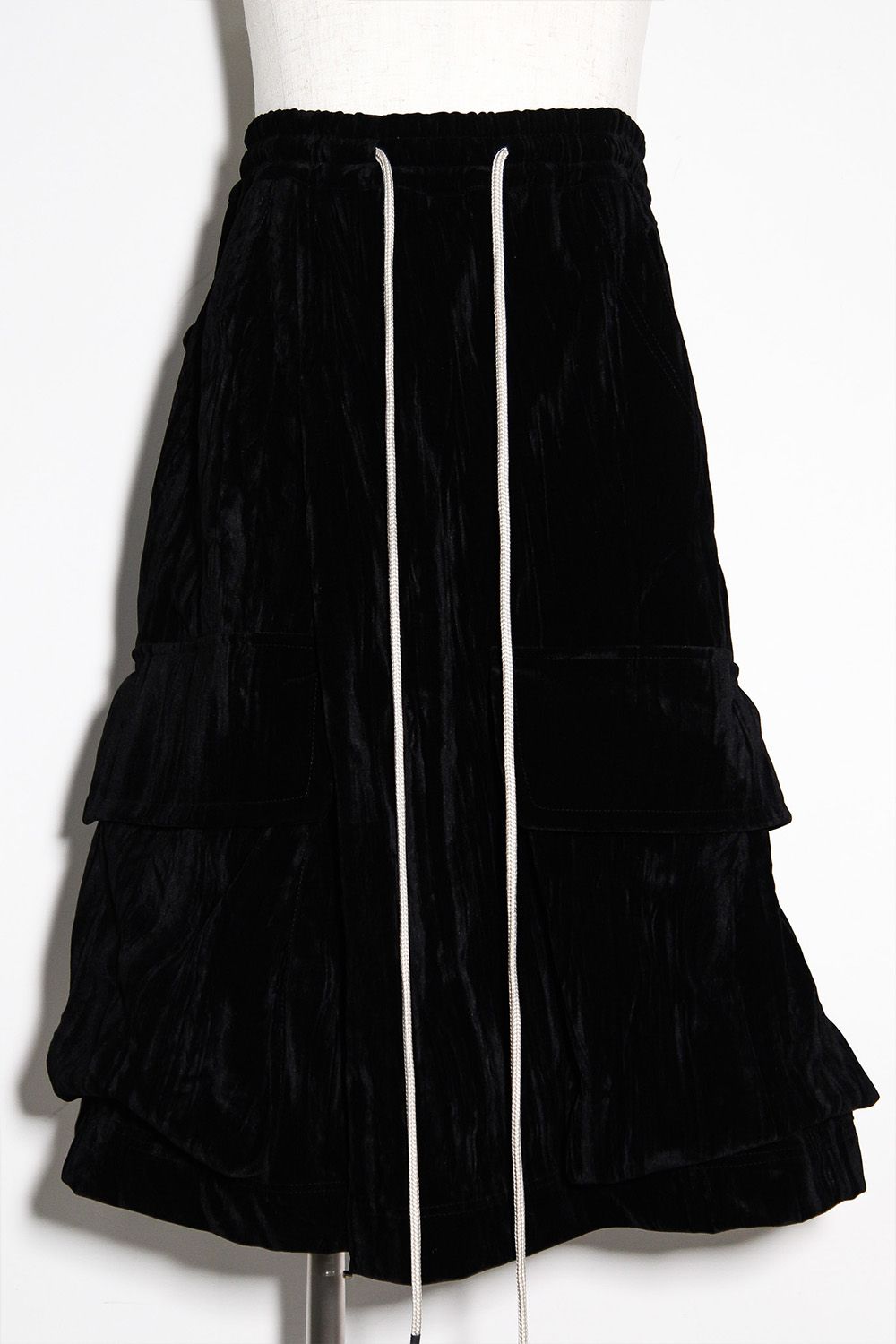 ベロアラップスカートパンツ / WRAP SKIRTS PANTS / ブラック / ag-12042