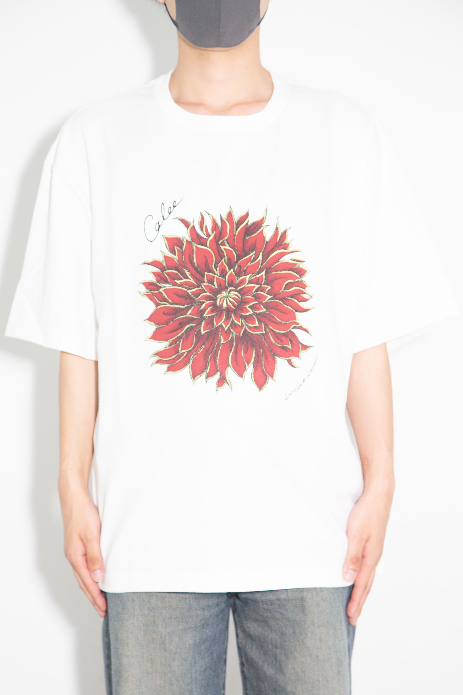 DAHLIA ART TEE ＜MIHO MURAKAMI DESIGN＞ / ホワイトレッド