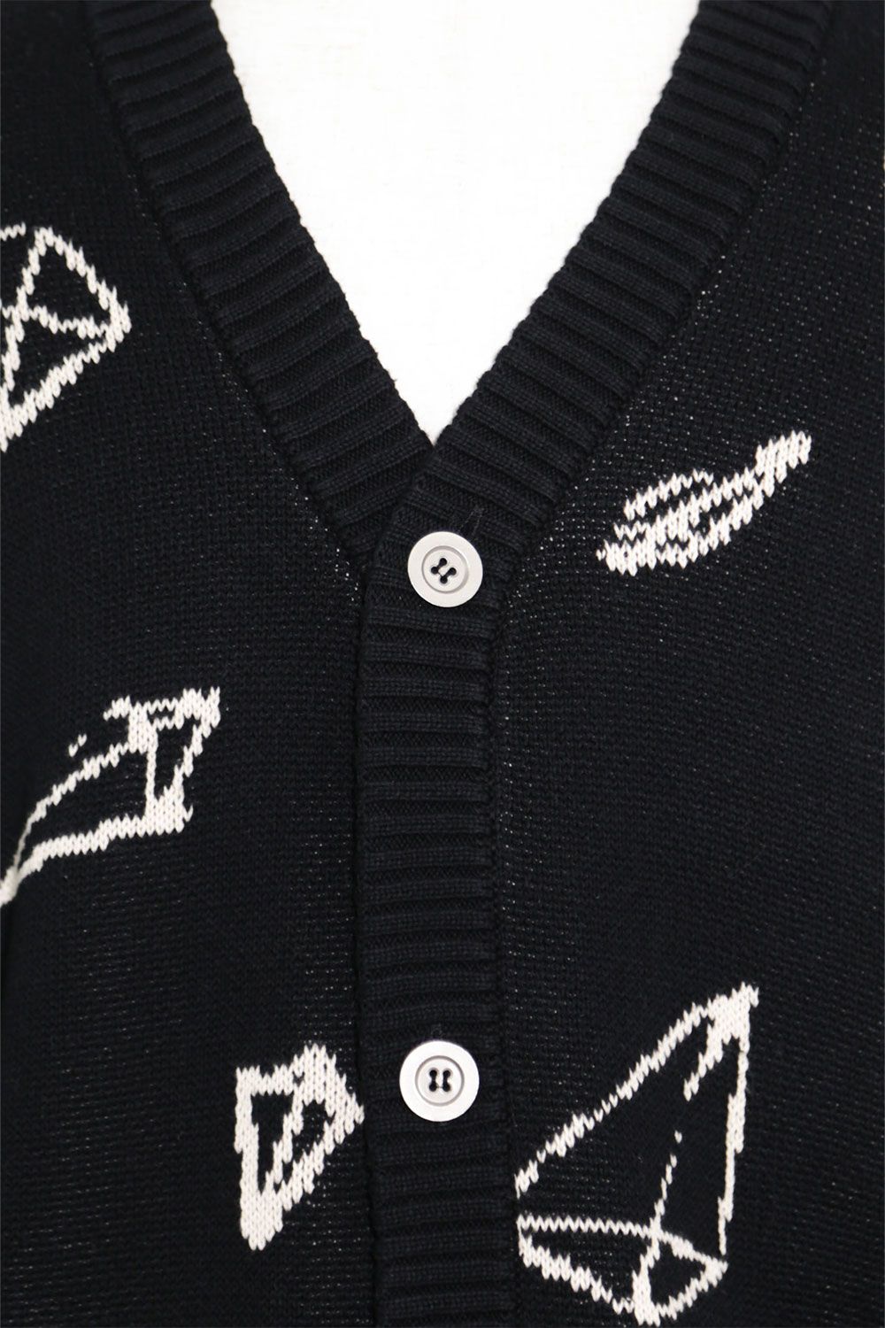ピラミッド模様オーバーサイズカーディガン / Pyra Pattern Knit Cardigan / ブラック×アイボリー / ag-8010-2