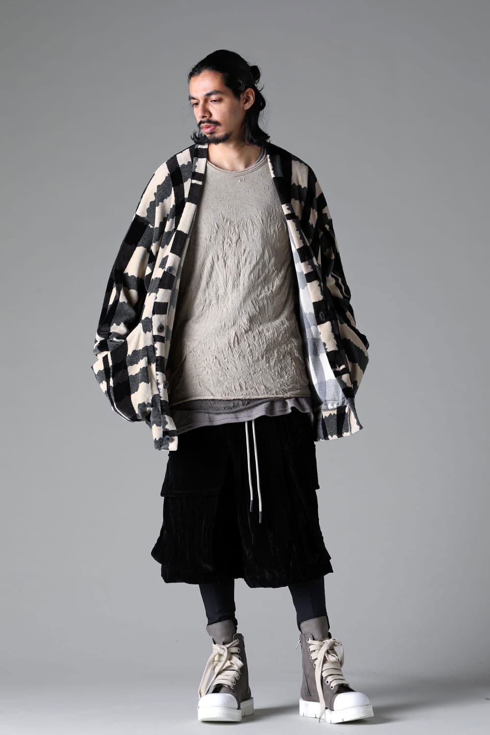 ベロアラップスカートパンツ / WRAP SKIRTS PANTS / ブラック / ag-12042