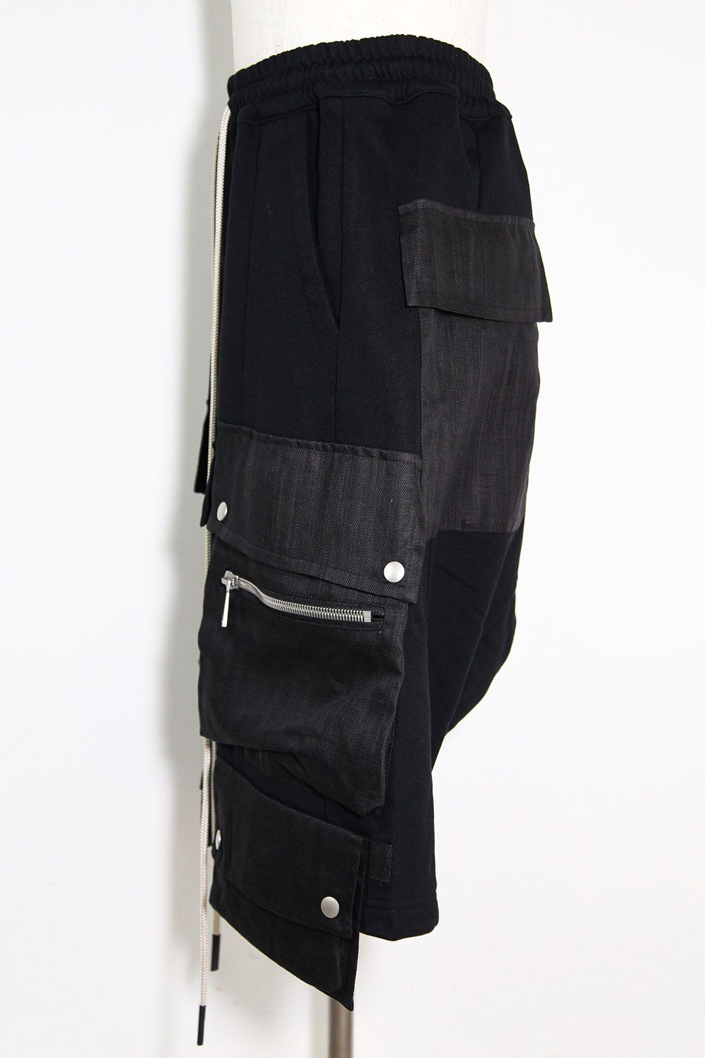 リネンコンビスウェットショーツ / Linen Combi Sweat Shorts / ブラック / ag-11035