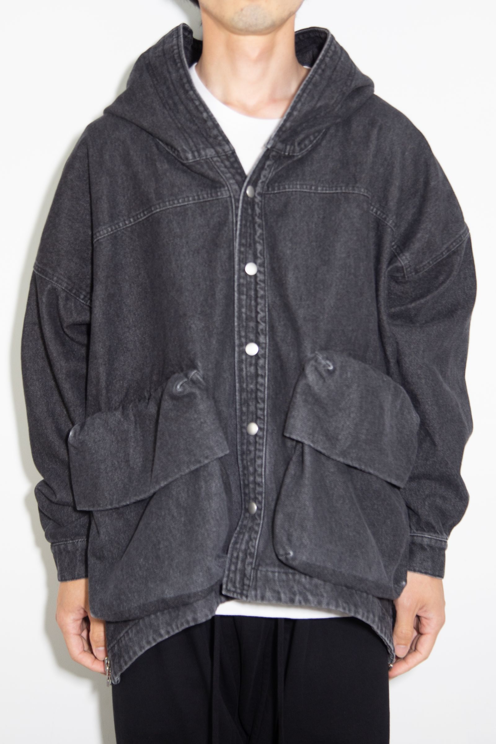 ヴィンテージデニムブルゾン / VintageDenim Hoodie Blouson / ブラック / ag-8030