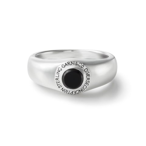 Round Stone Ring - S / ブラック