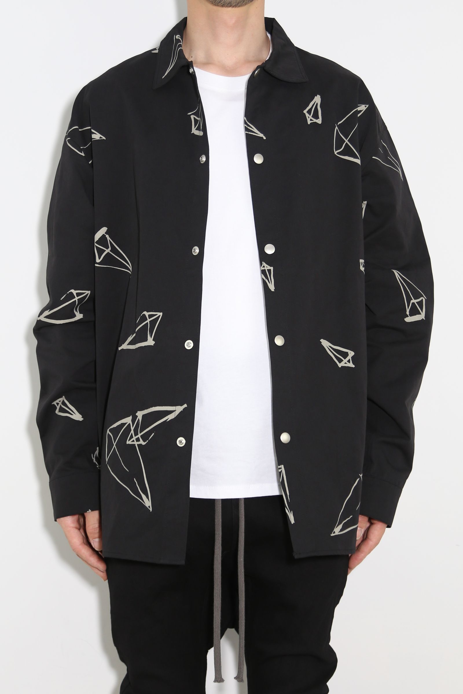 総柄プリントシャツ / Print Long Sleeve Shirts / ブラック / ag-6999
