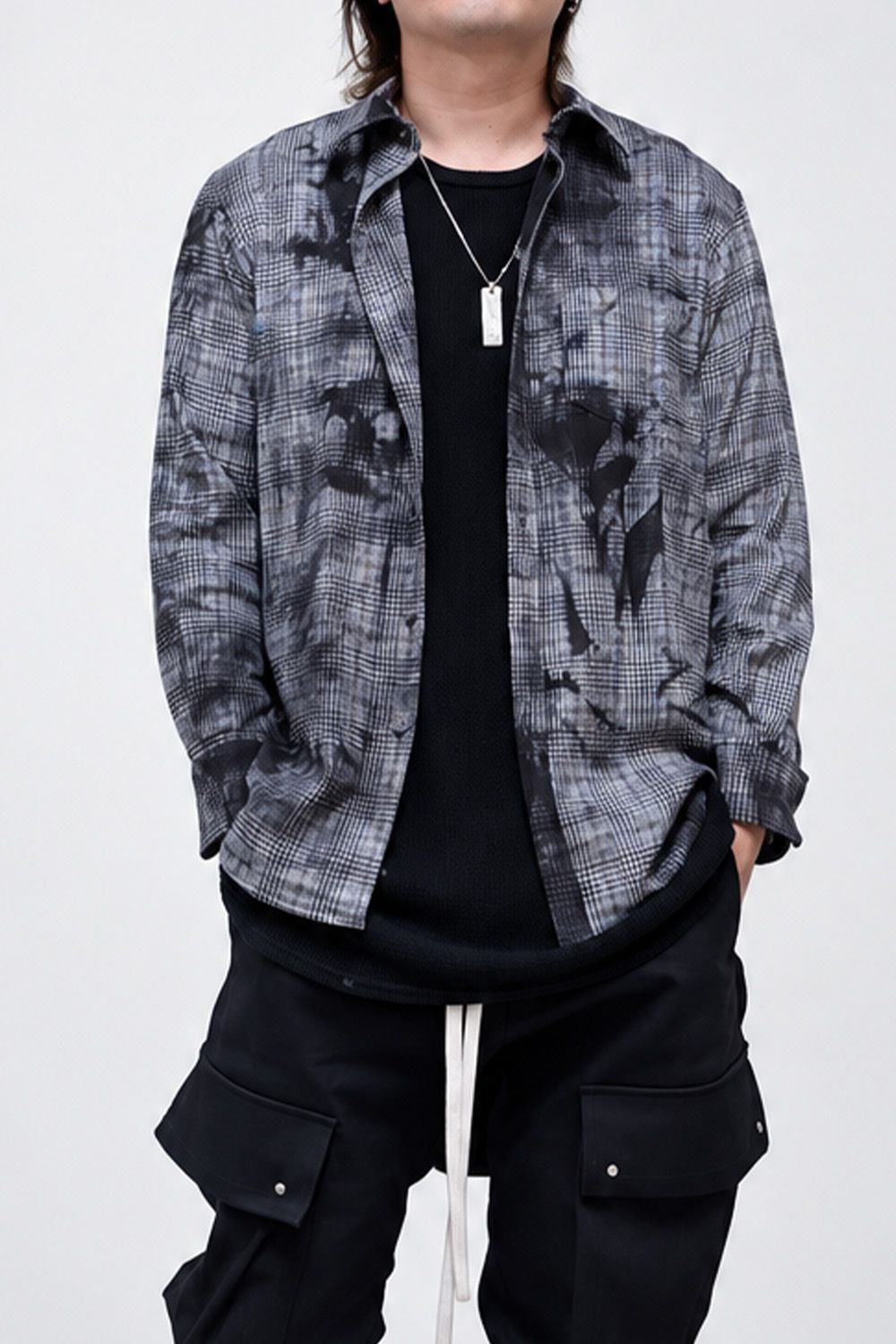 ［ラスト1点 サイズ2］Unevenly Dyed Houndstooth Dress Shirt