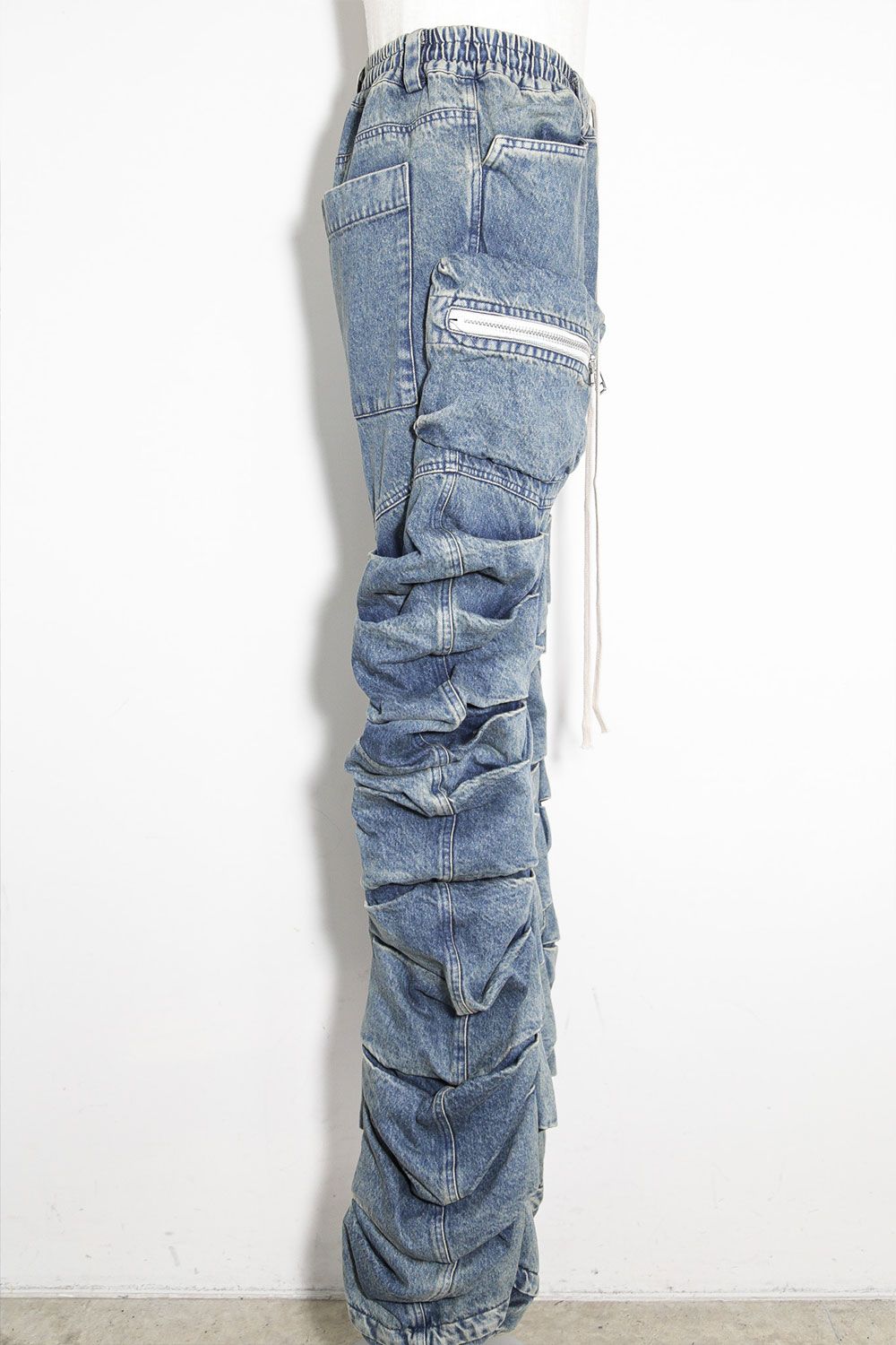 デニム"モンスタータック"フレアバギーパンツ / Denim Tuck Flare Baggy Pants / インディゴ / ag-10031-1