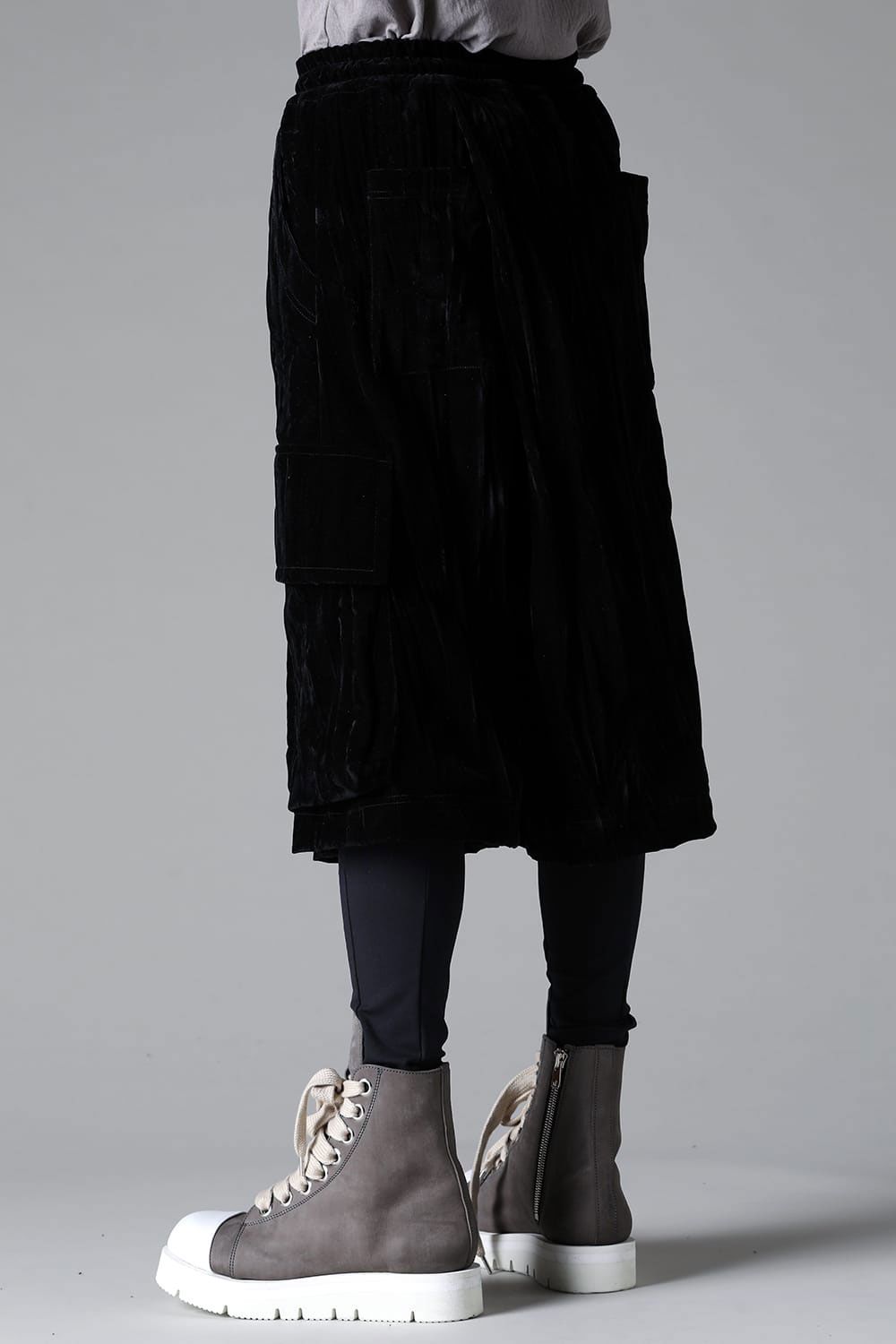 ベロアラップスカートパンツ / WRAP SKIRTS PANTS / ブラック / ag-12042