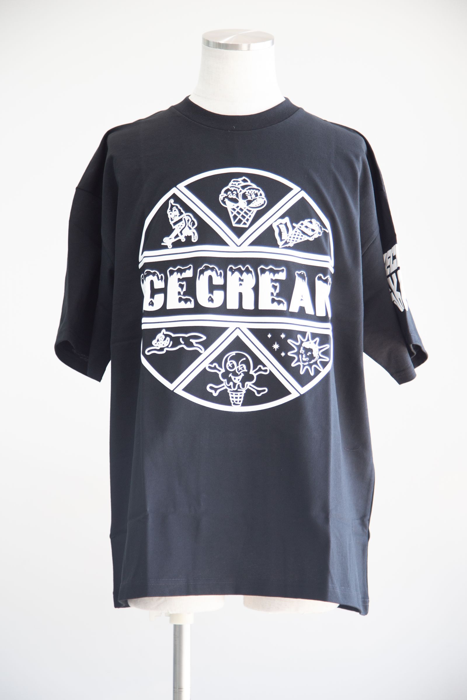 【ICECREAM】 PUFF PRINT COTTON T-SHIRT ICECREAM / ブラック